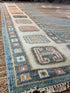 Gae Aulenti 8x10 Blue and Ivory Hand-Knotted Oushak Rug