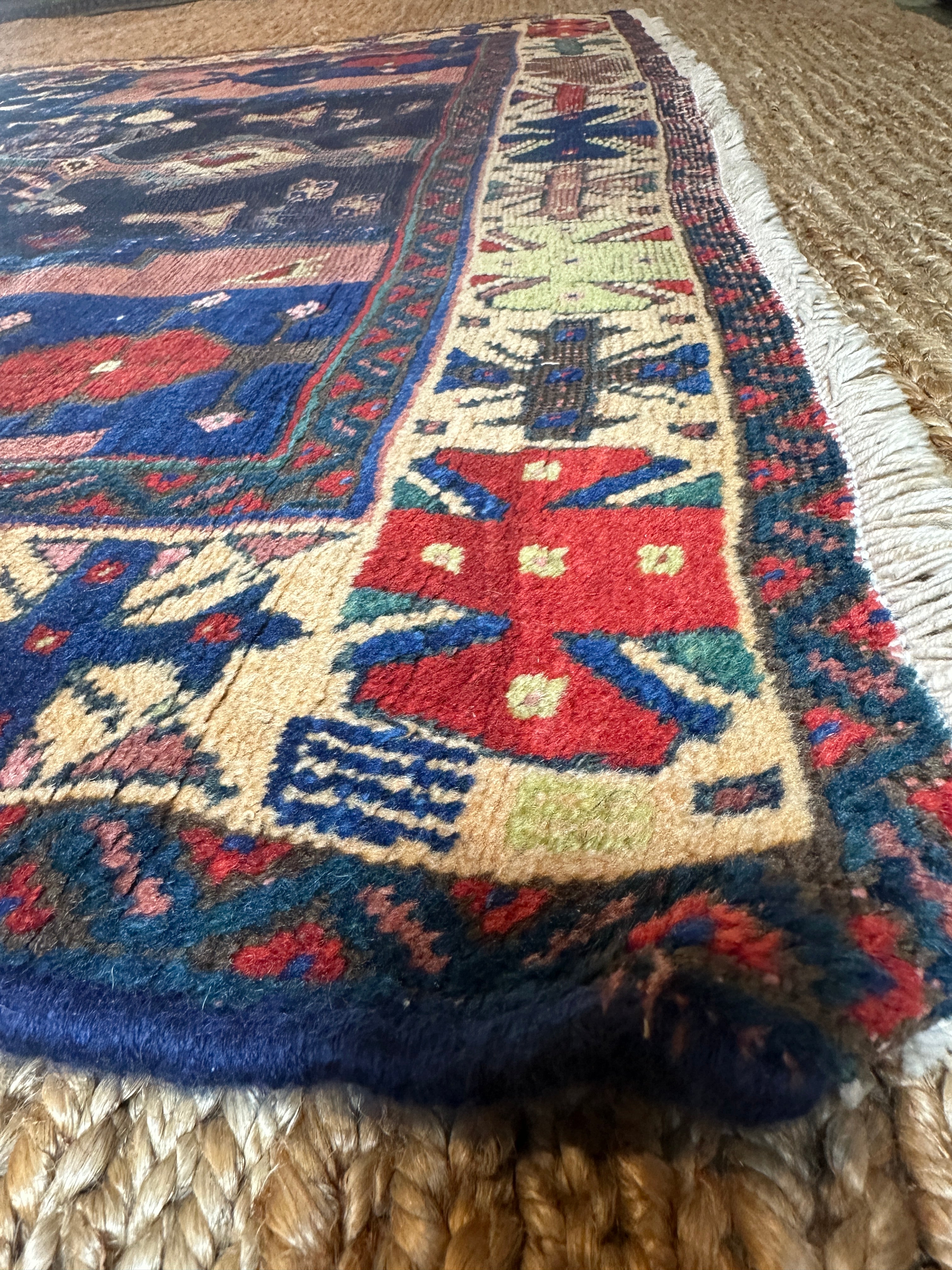 Antique SE Persian Tribal Afshar Blue Rug 5.4x6.7