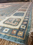 Gae Aulenti 8x10 Blue and Ivory Hand-Knotted Oushak Rug