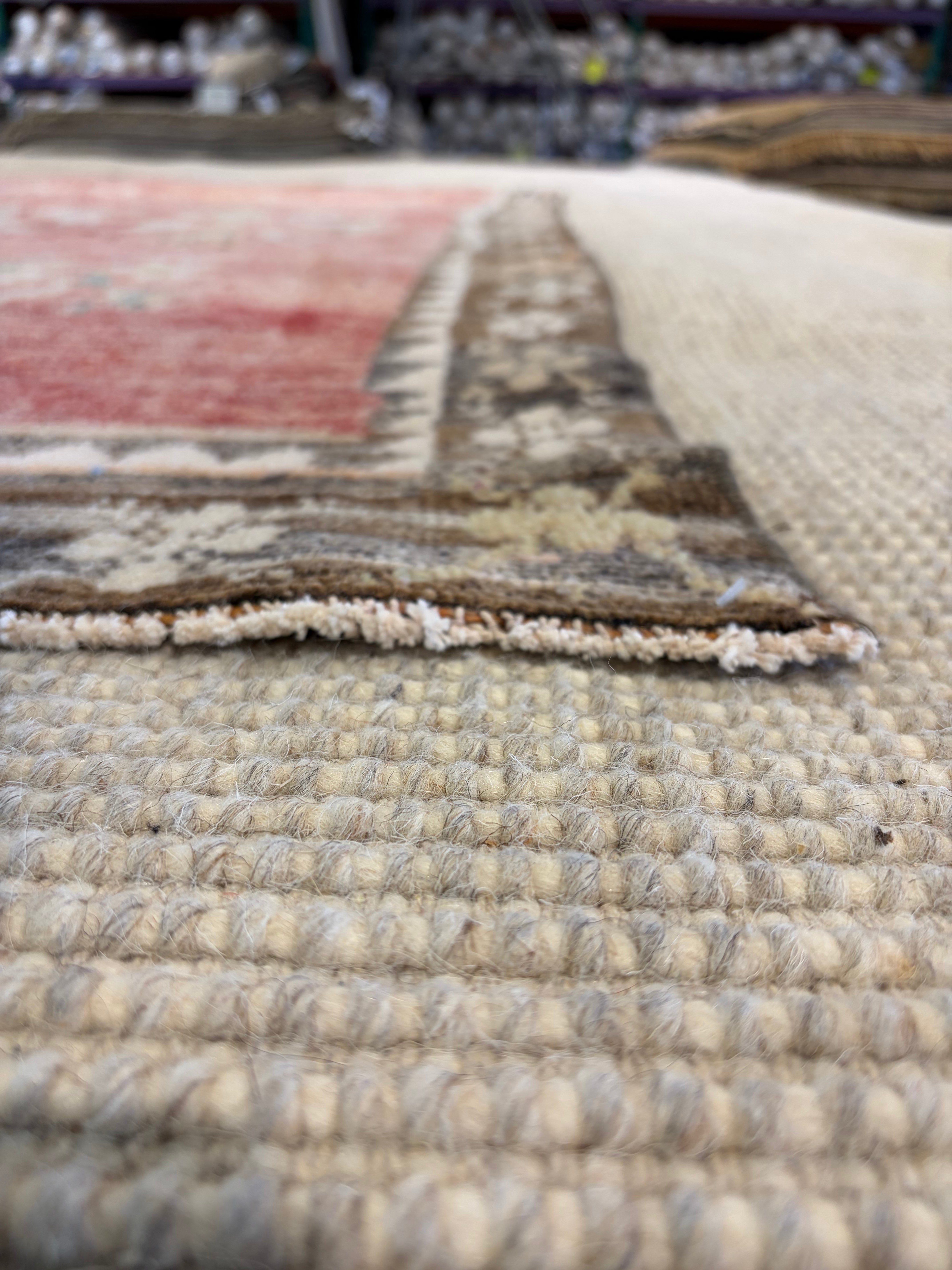 Jane Collins 4.4x5.8 Red Hand-Knotted Vintage Turkish Oushak