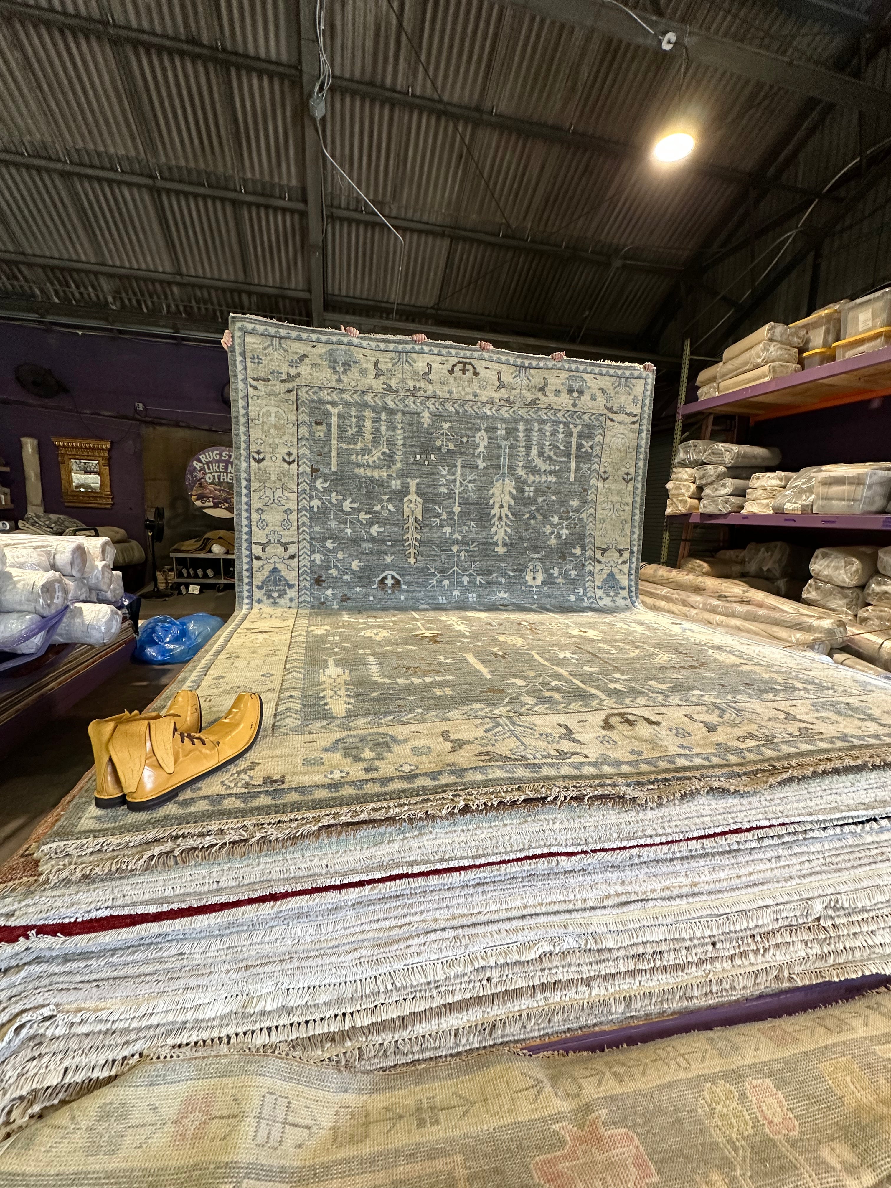 Marcia Gay Harden 10x14 Grey Hand-Knotted Oushak Rug