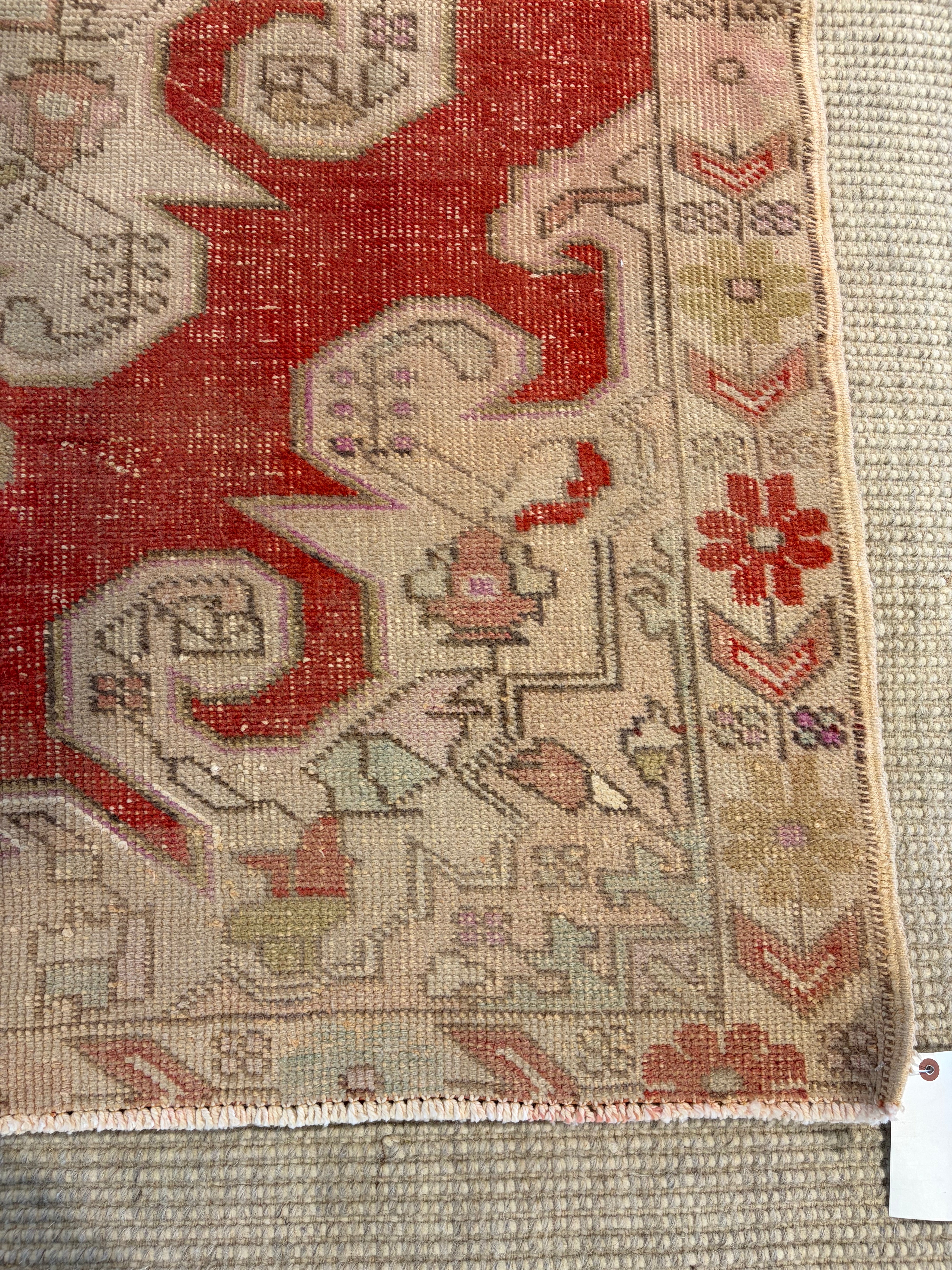 Tina Allen 4.8x7.2 Red Hand-Knotted Vintage Turkish Oushak