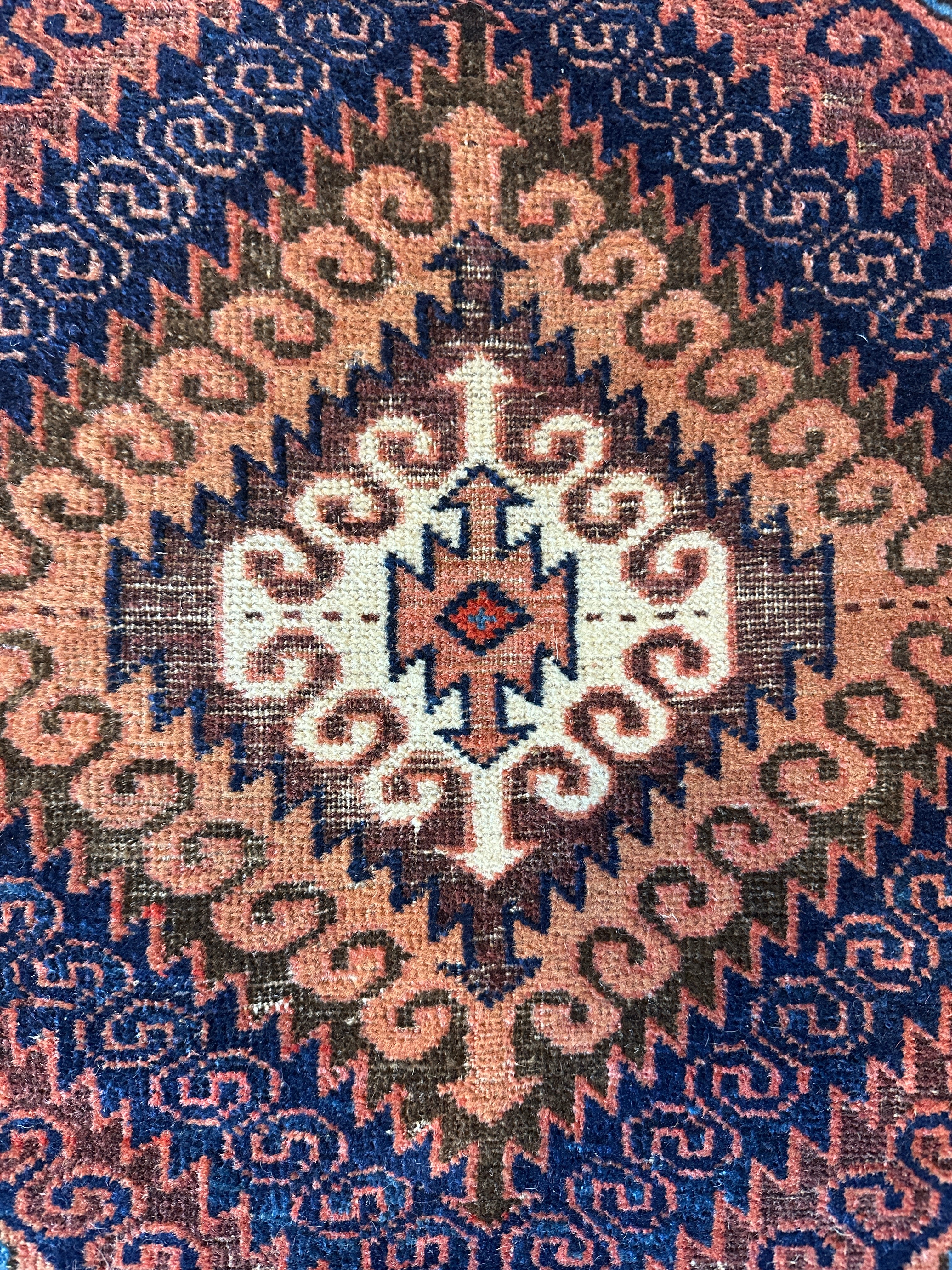 Antique West Afghan Tribal Blue Rug 3.10x6.10