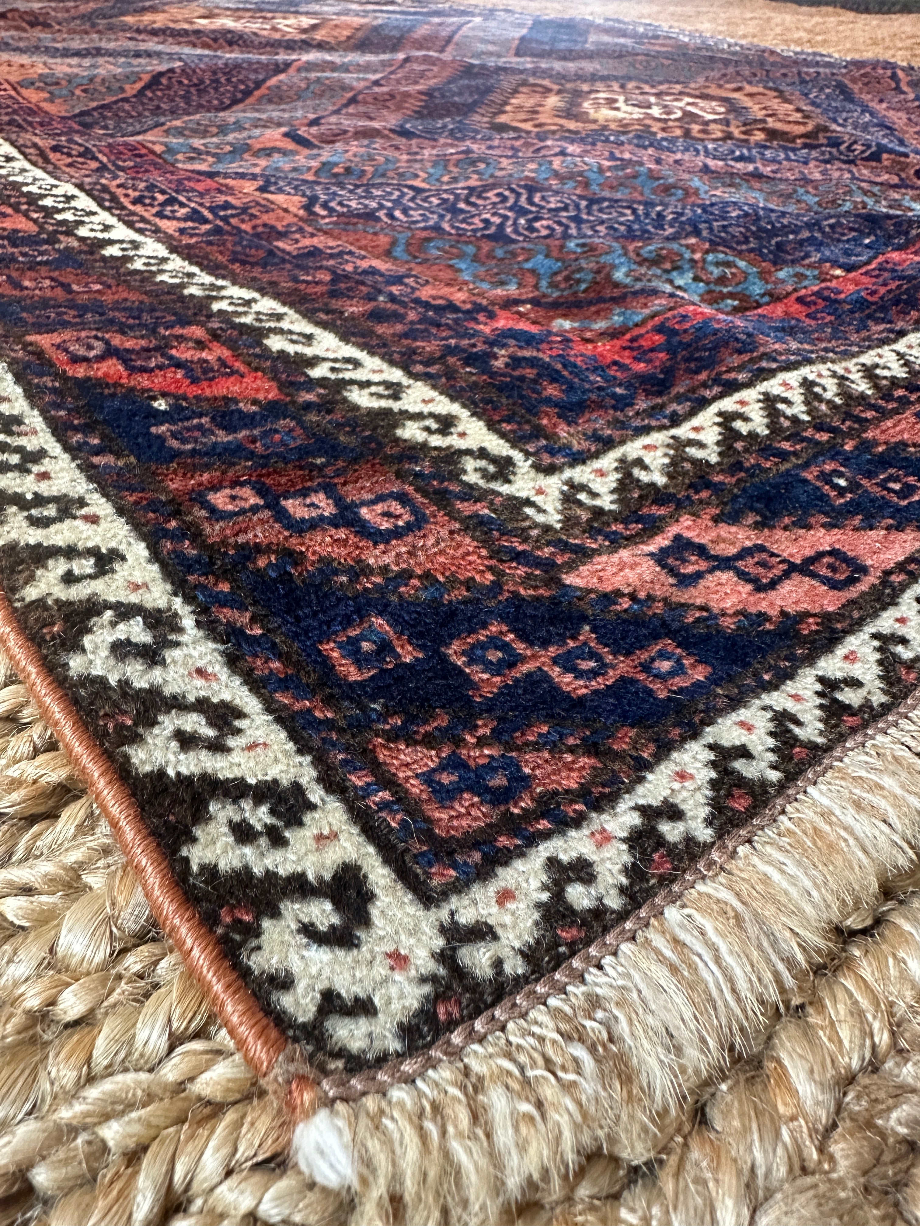 Antique West Afghan Tribal Blue Rug 3.10x6.10