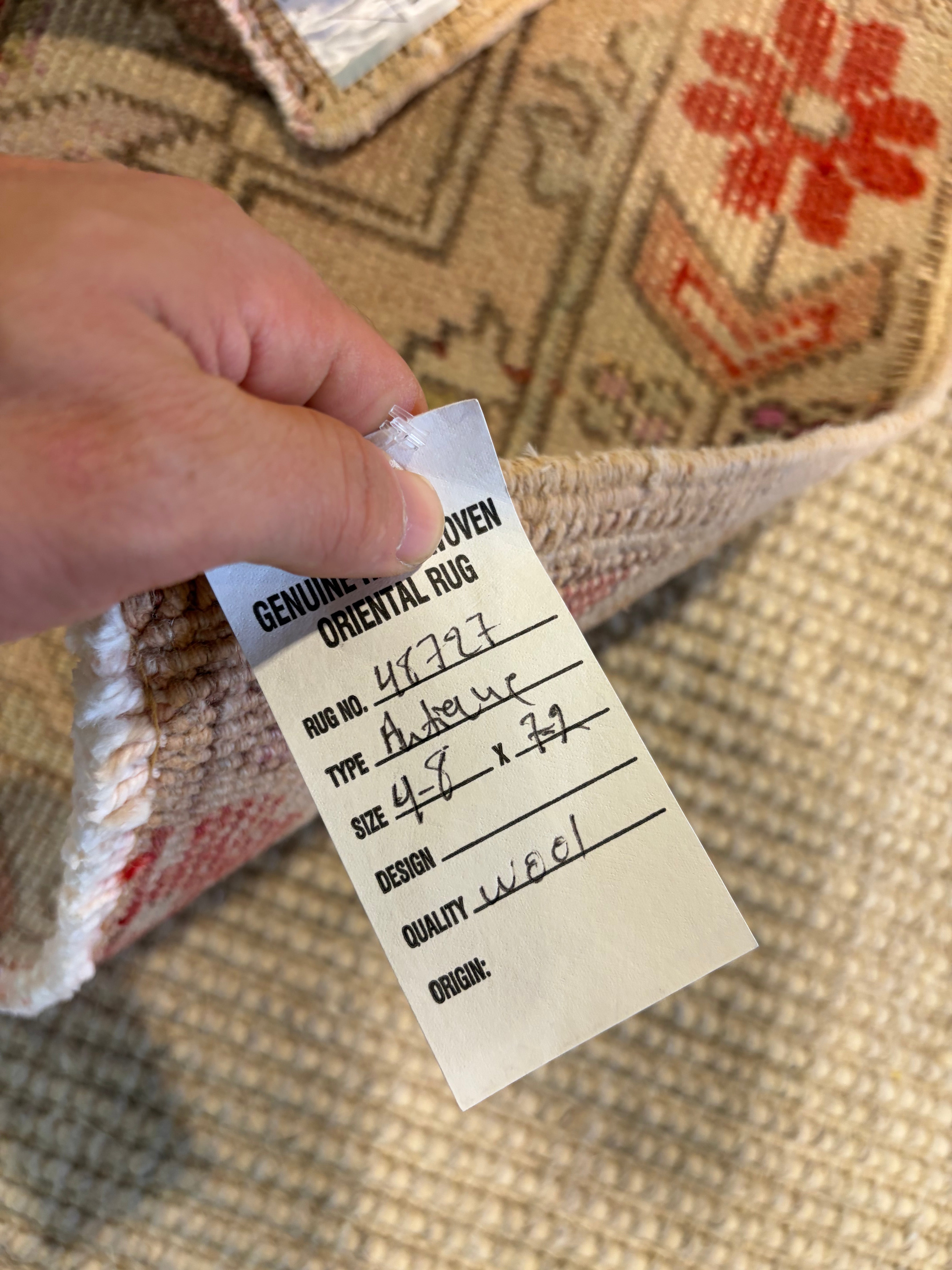 Tina Allen 4.8x7.2 Red Hand-Knotted Vintage Turkish Oushak