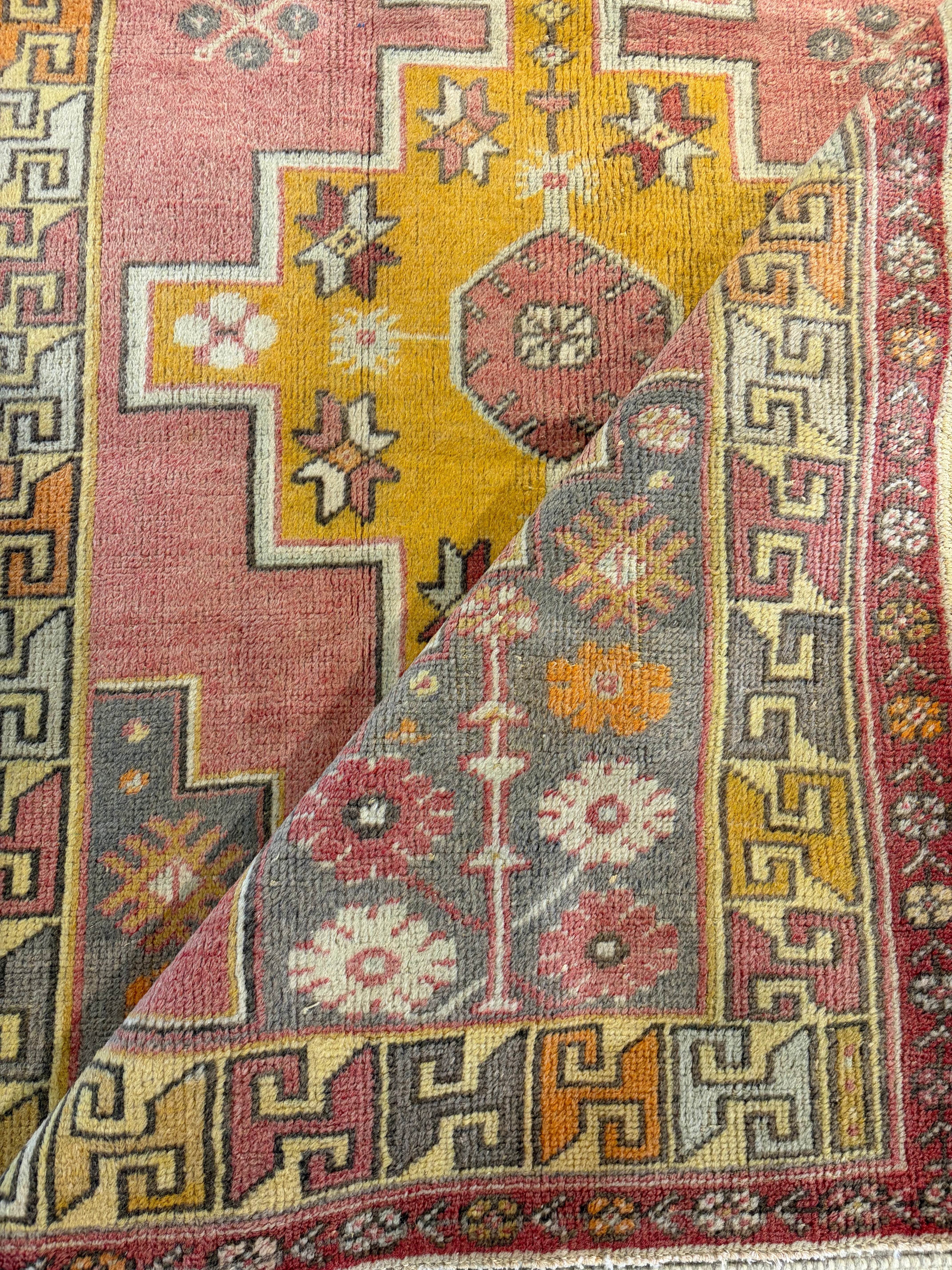 Amber Lewis 4.2x8.3 Pink Hand-Knotted Vintage Turkish Oushak