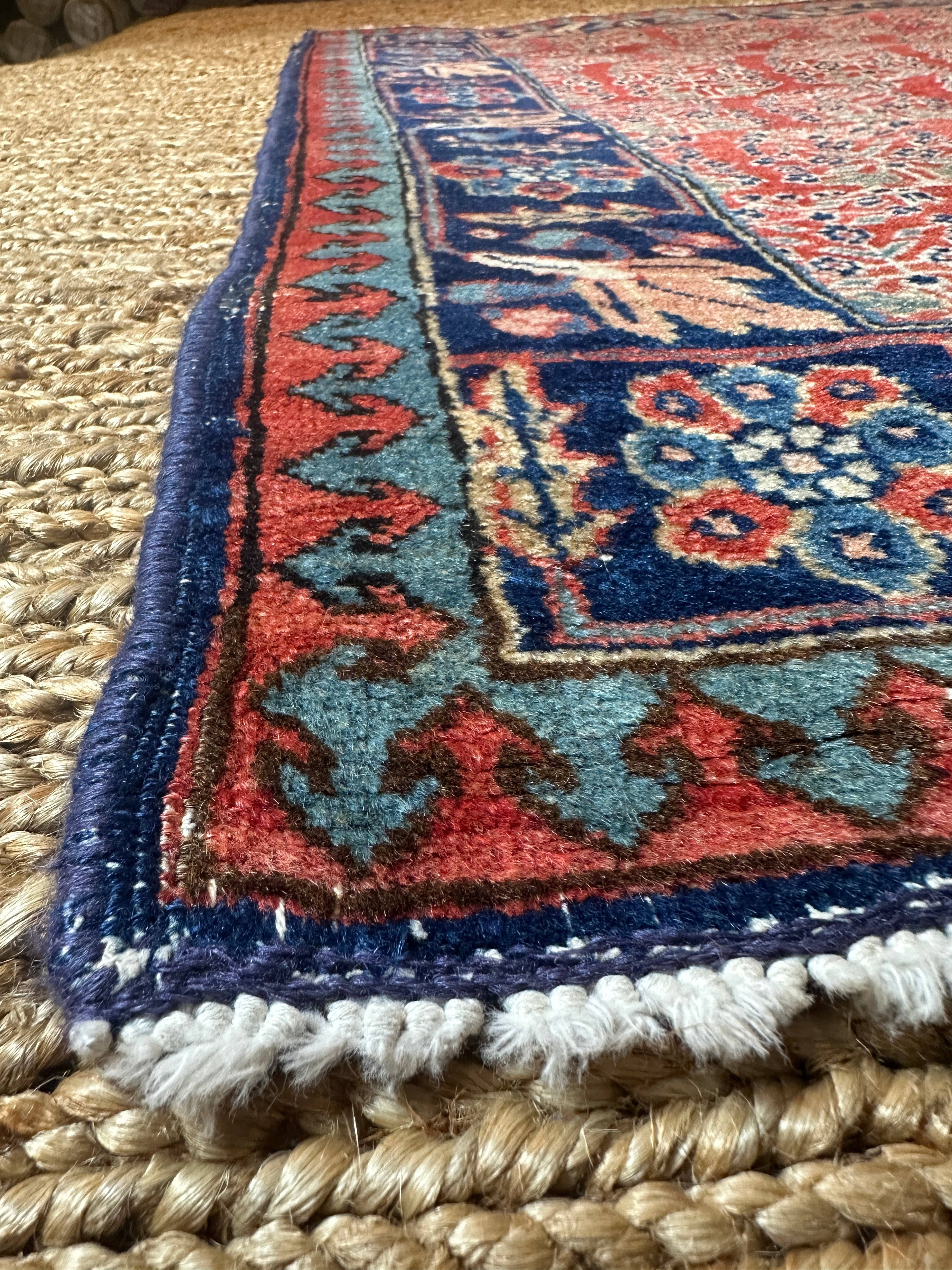 Antique Persian Tabriz Red and Blue Rug 2.10x4.1