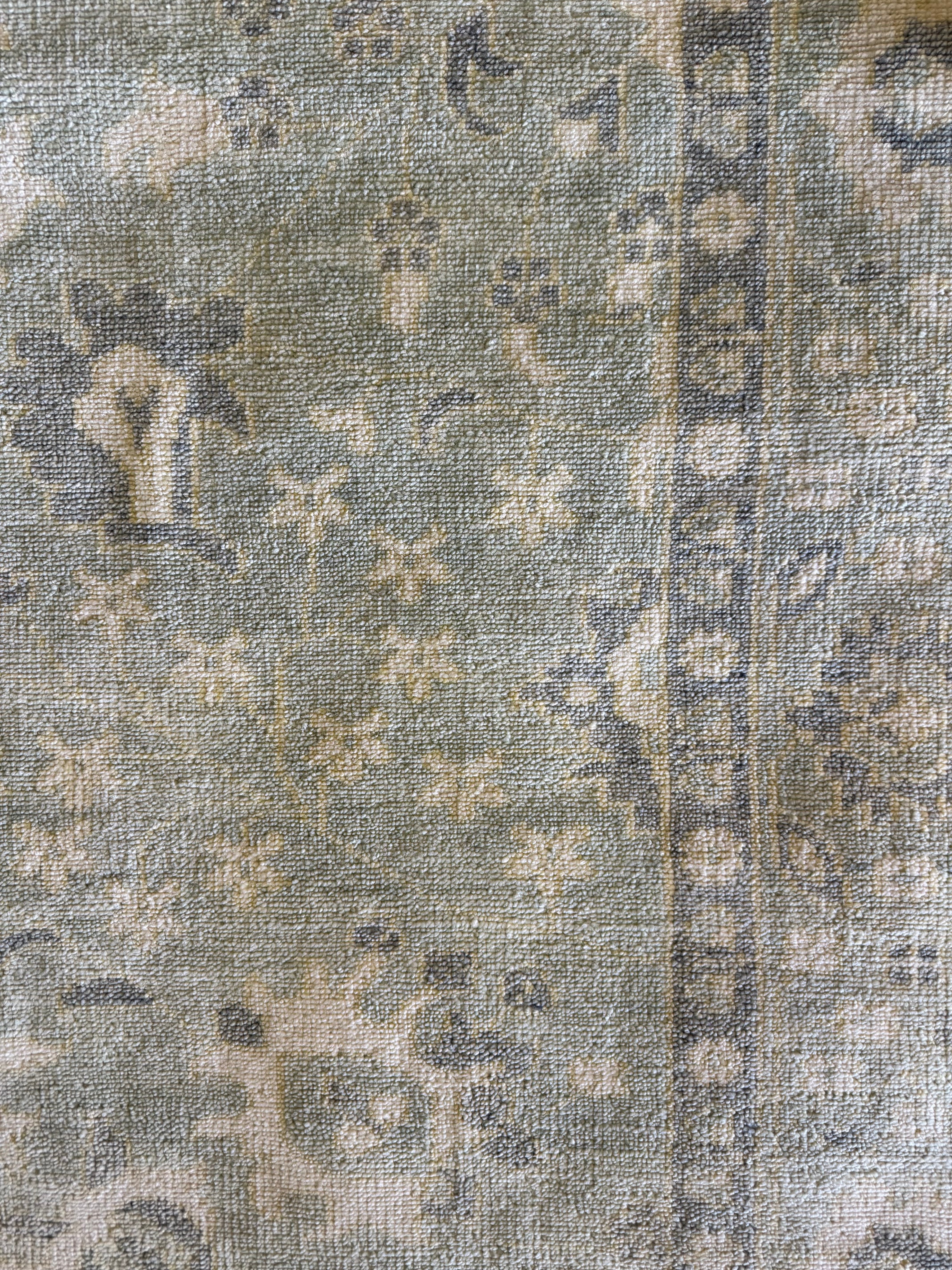 Britney Jean Spears 9x12 Green and Ivory Hand-Knotted Oushak Rug