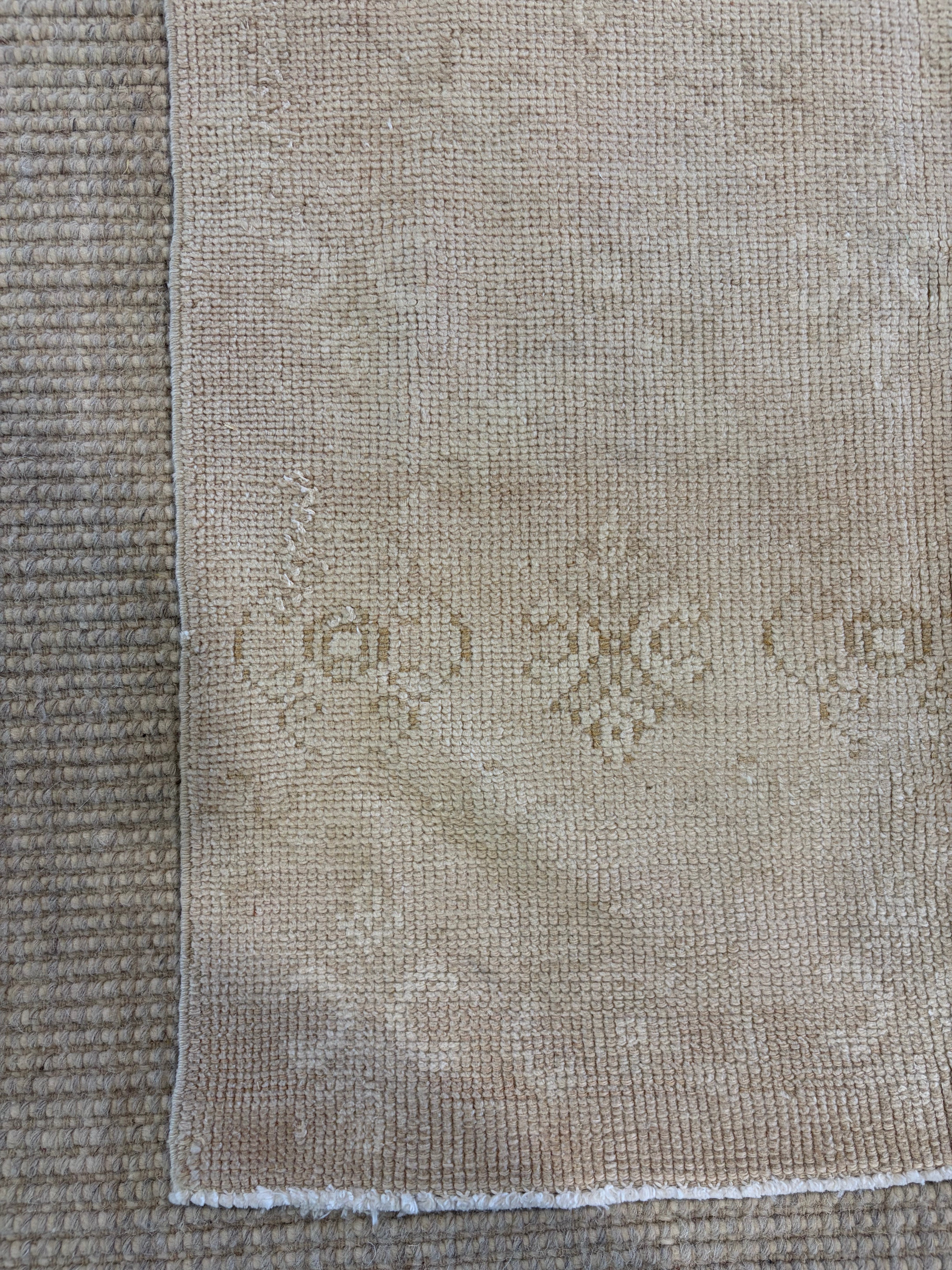 Ciara Mongo 4.4x7.3 Cream Hand-Knotted Vintage Turkish Oushak