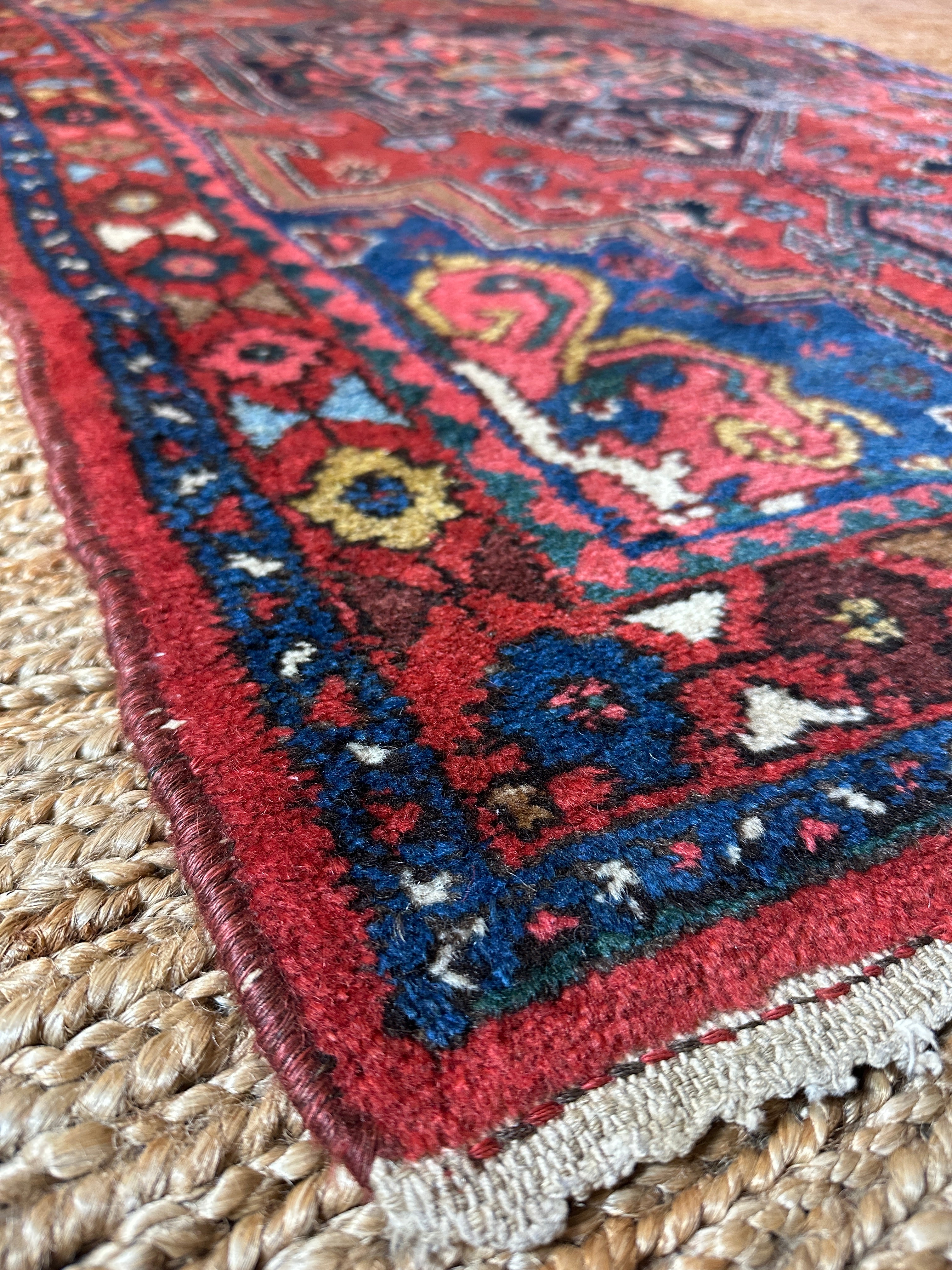 Antique Persian Mehraban Red Rug 3.4x5