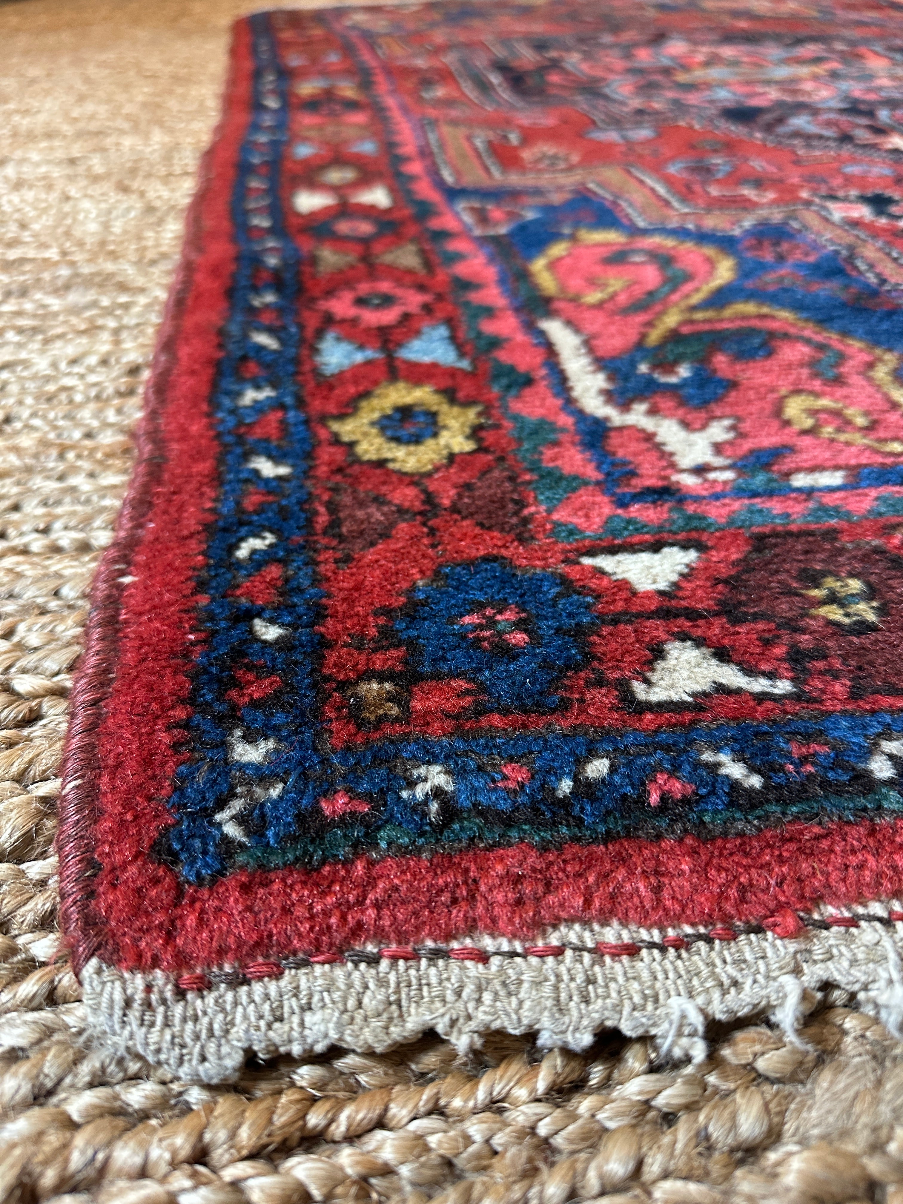 Antique Persian Mehraban Red Rug 3.4x5