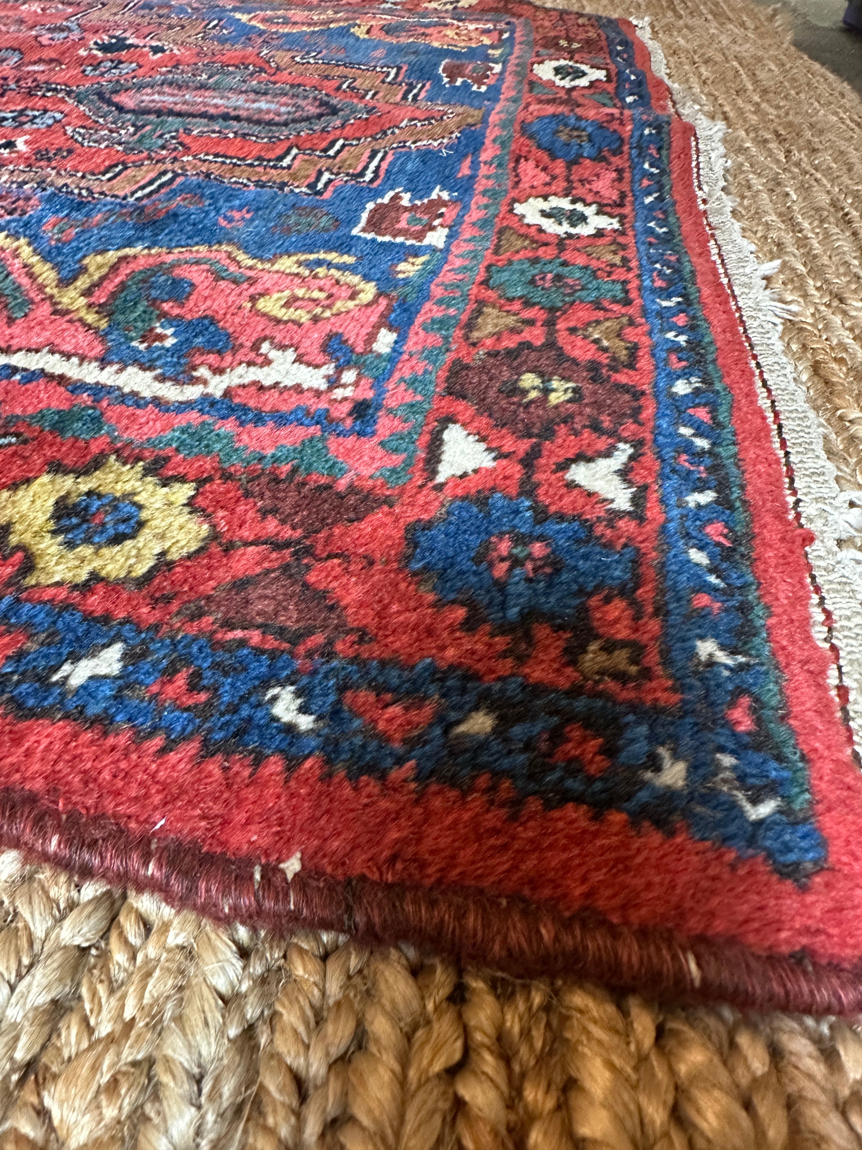 Antique Persian Mehraban Red Rug 3.4x5