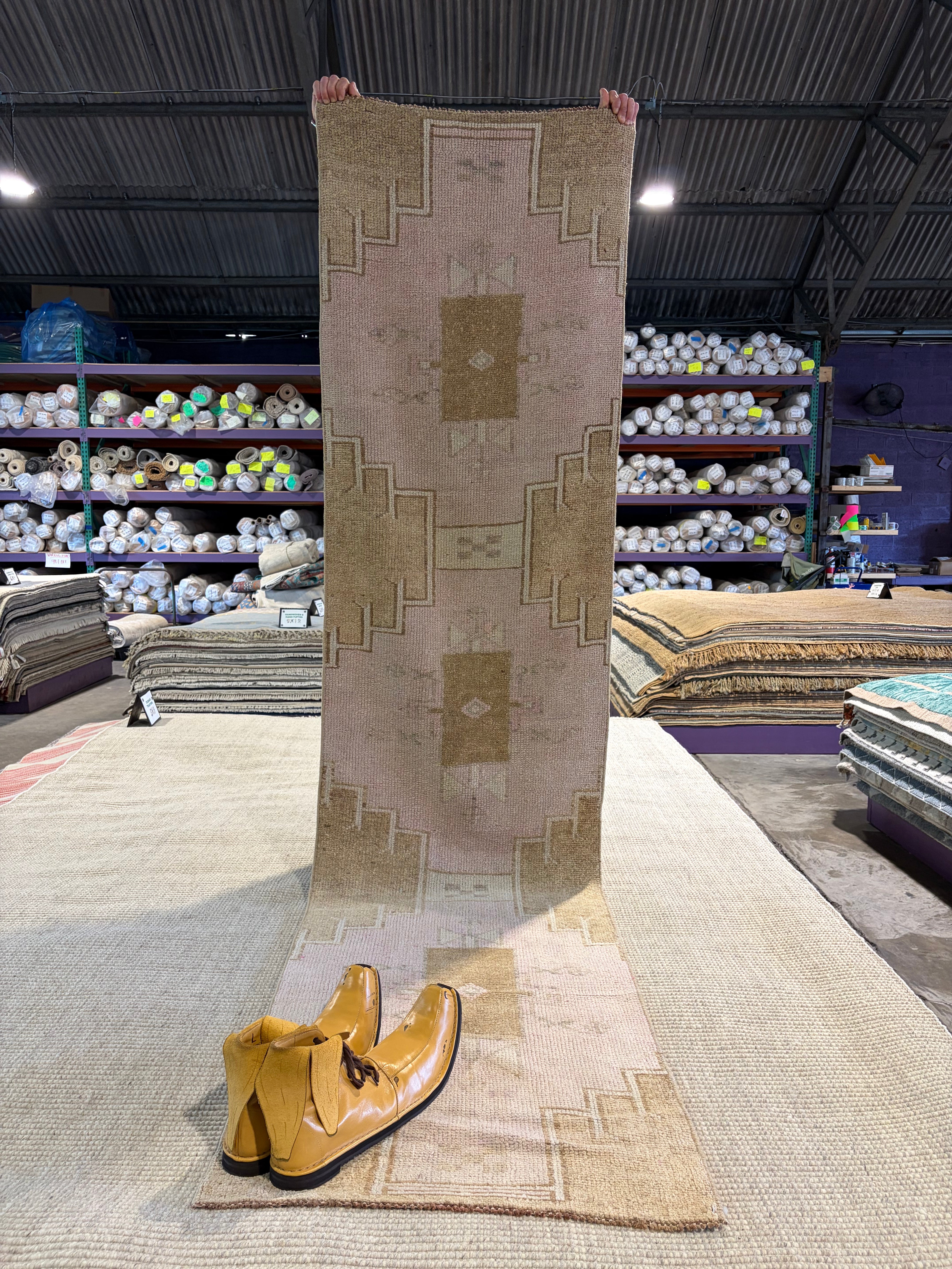 Vicki Samuals 2.4x9.6 Pink Hand-Knotted Vintage Turkish Oushak Runner