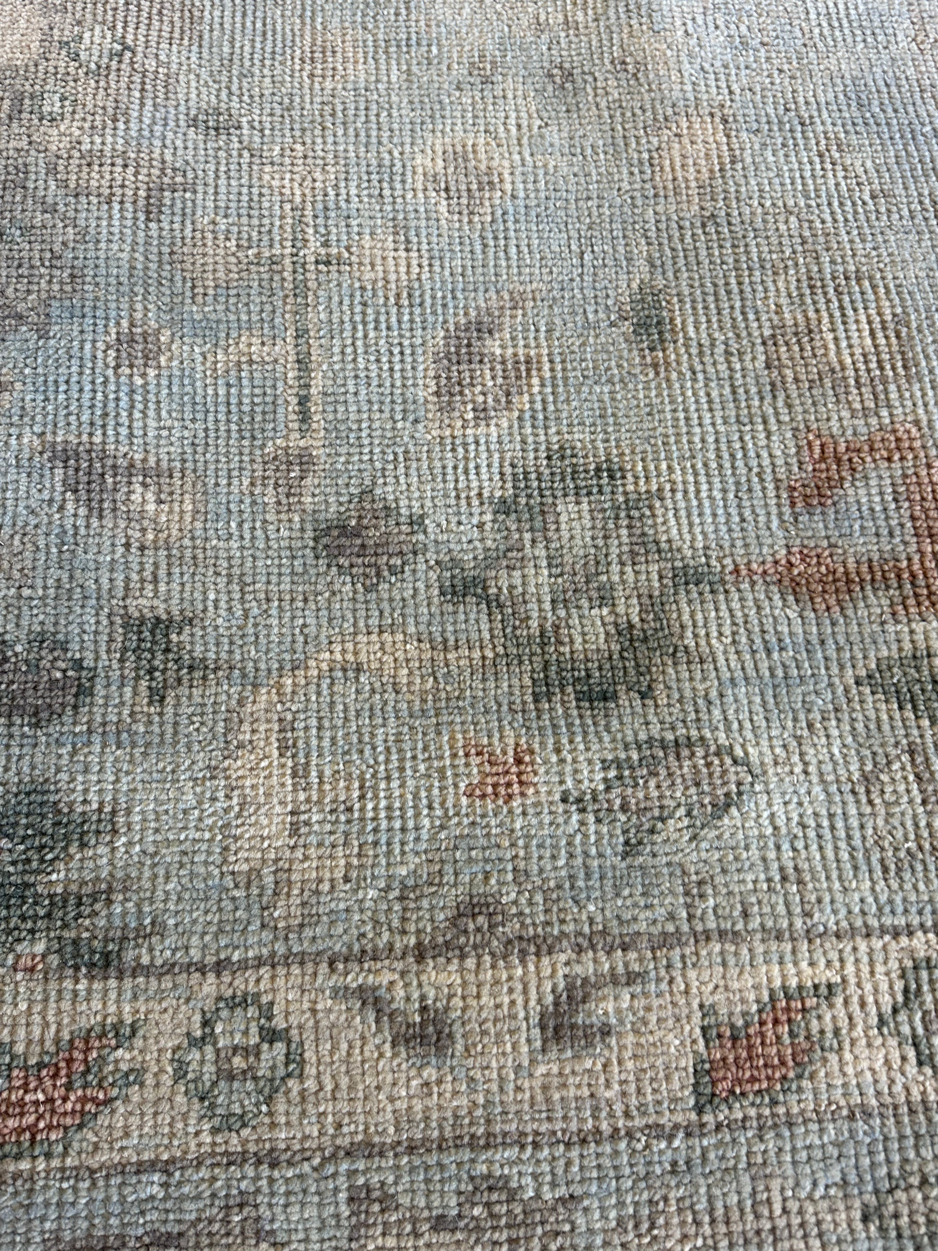 Elle Fanning Light Blue Hand-Knotted Oushak Rug - Multiple Sizes