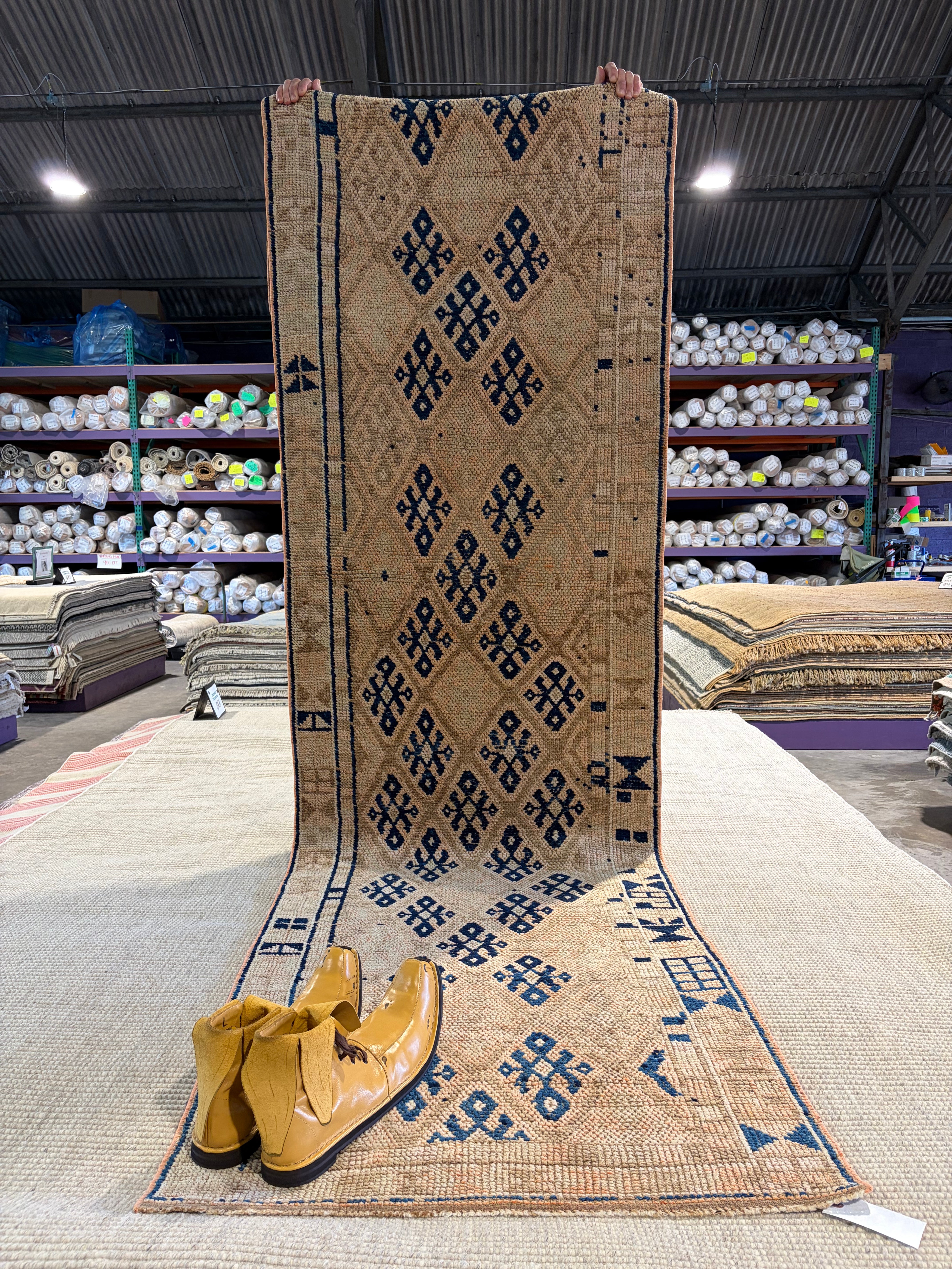 Kelly Bundi 3x11.5 Brown Hand-Knotted Vintage Turkish Oushak Runner