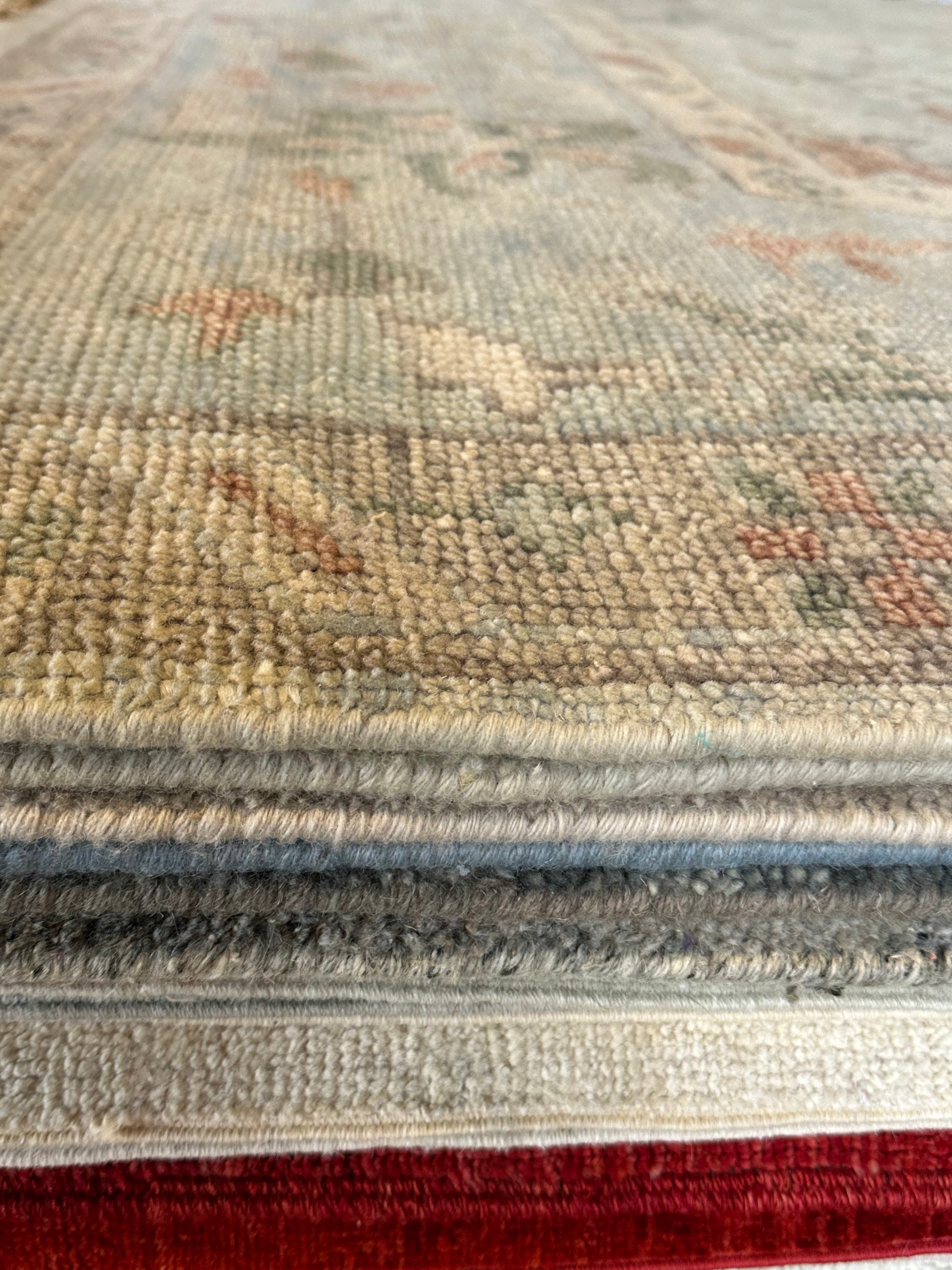 Elle Fanning Light Blue Hand-Knotted Oushak Rug - Multiple Sizes