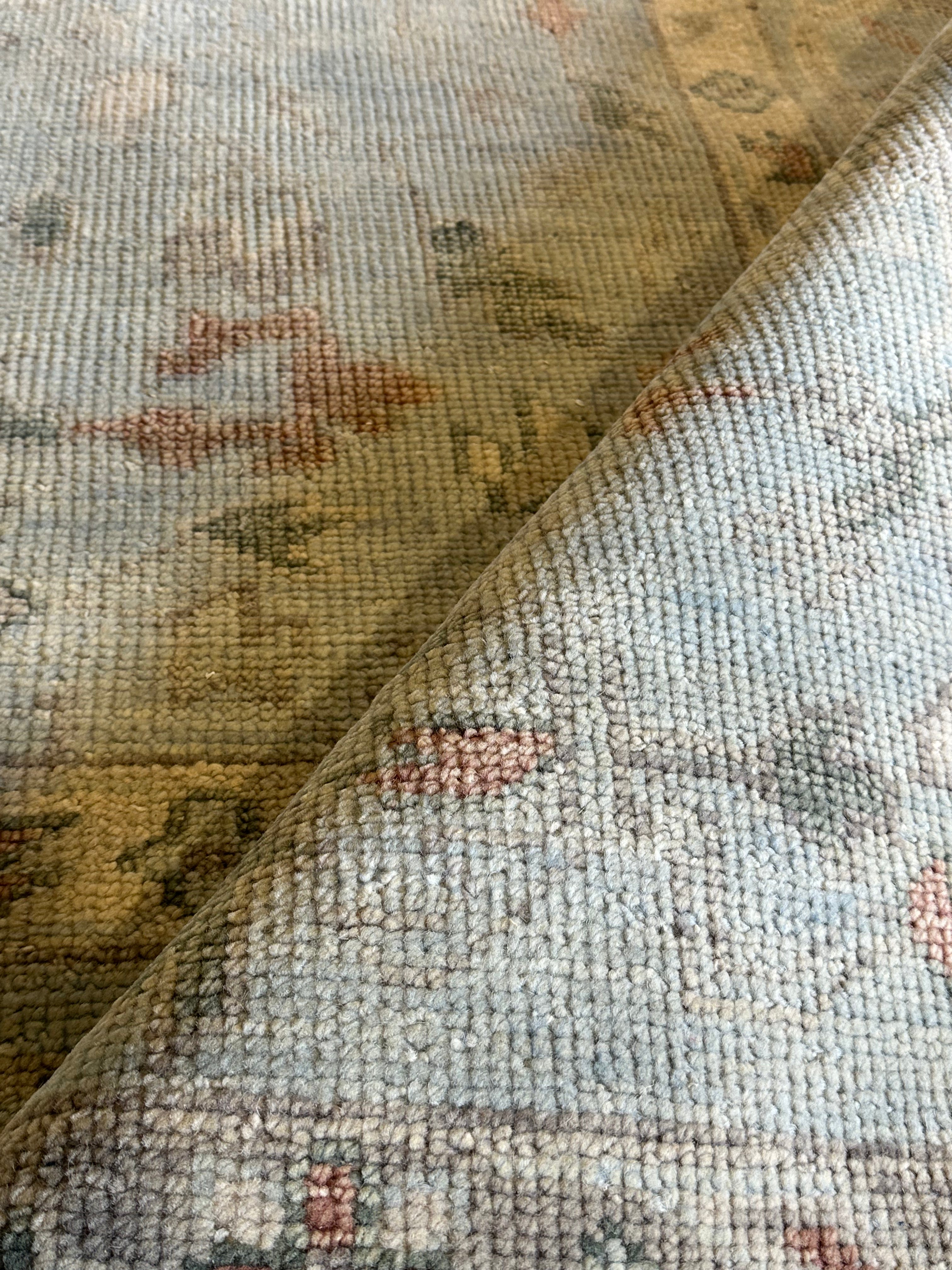 Elle Fanning Light Blue Hand-Knotted Oushak Rug - Multiple Sizes