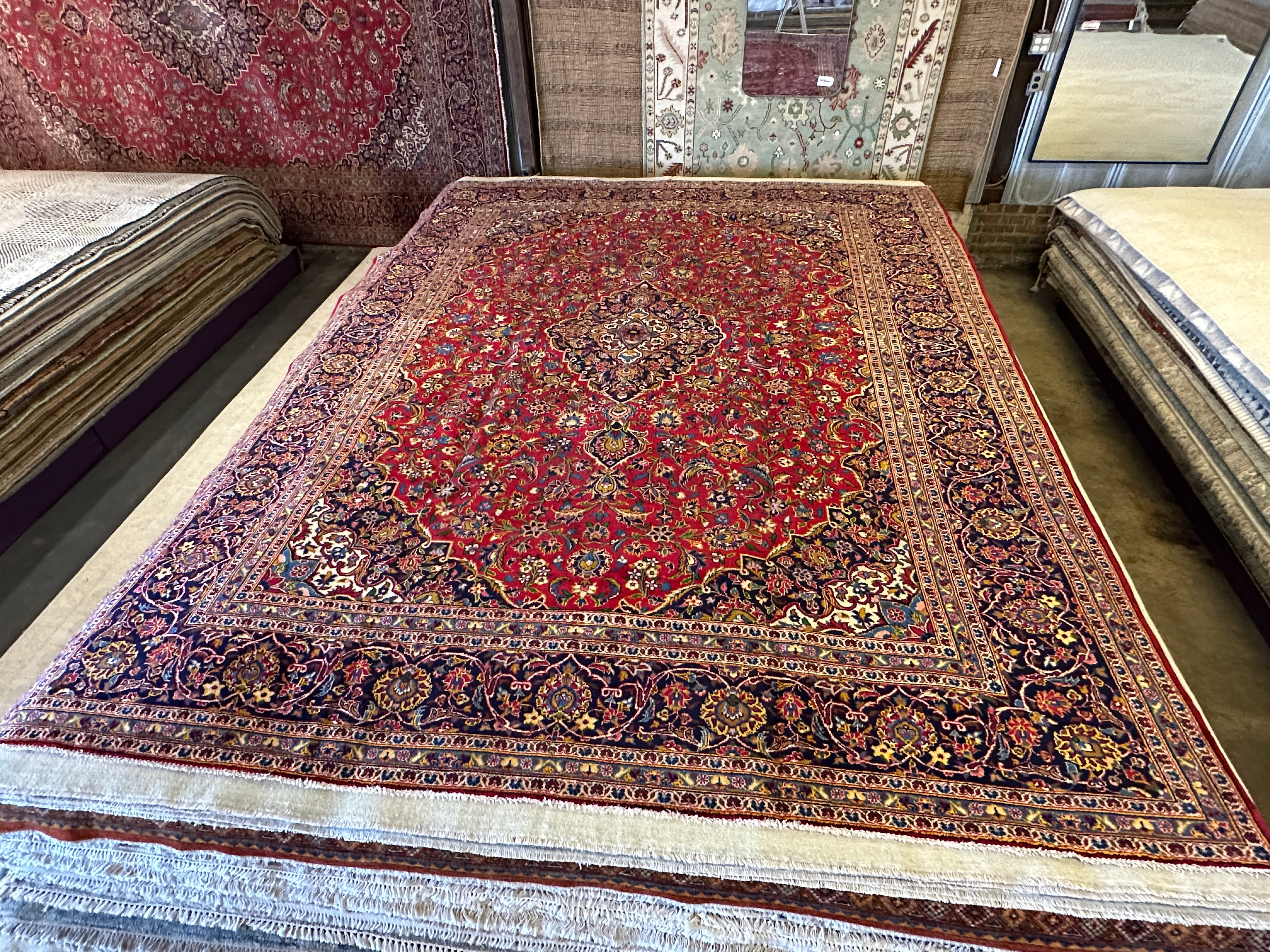 Antique Persian Kashan Red Rug 10x12.7