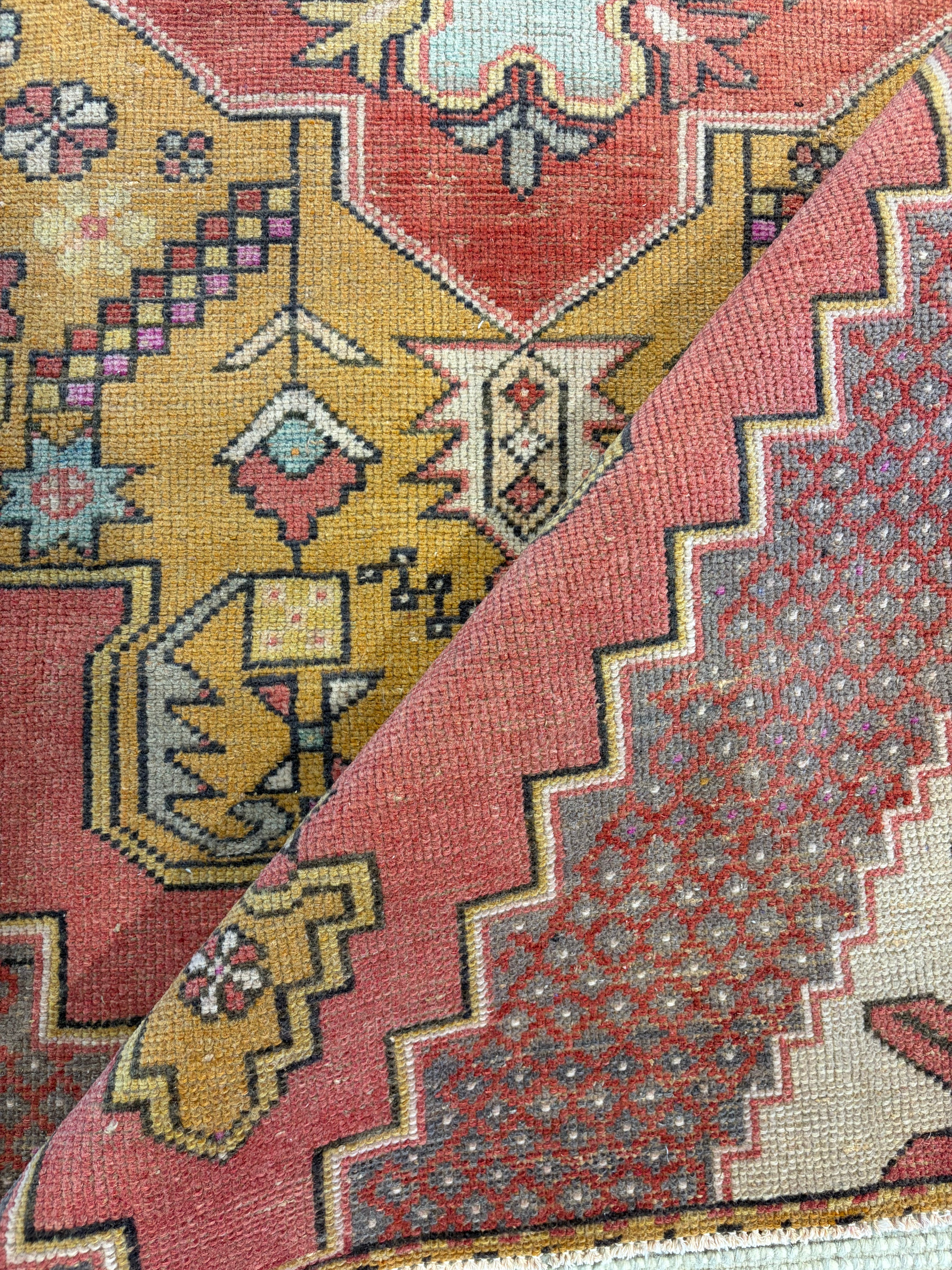 Wendy Whipple 4x7.9 Pink Hand-Knotted Vintage Turkish Oushak