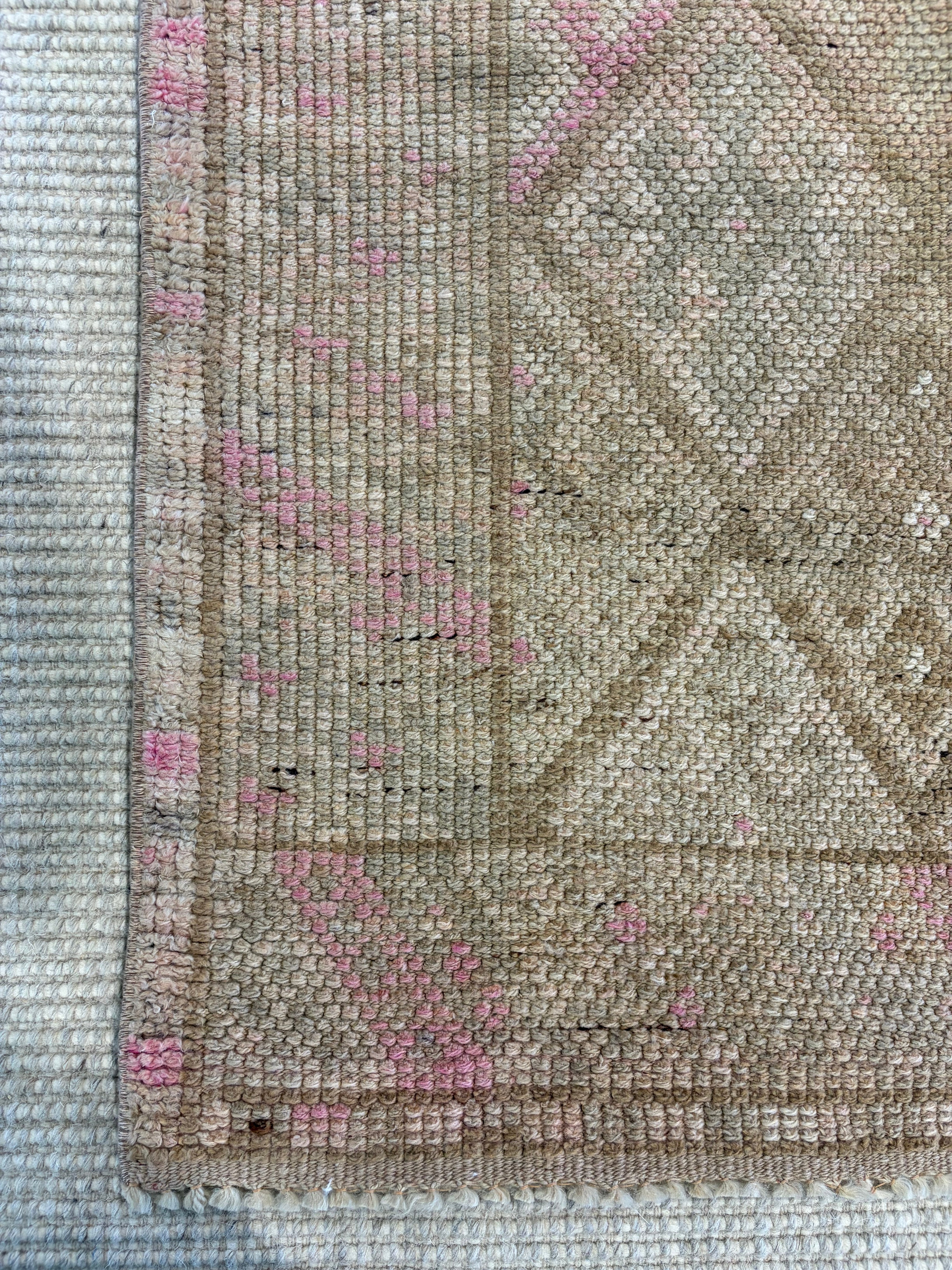 Abbie Roger 2.10x10.8 Pink Hand-Knotted Vintage Turkish Oushak Runner