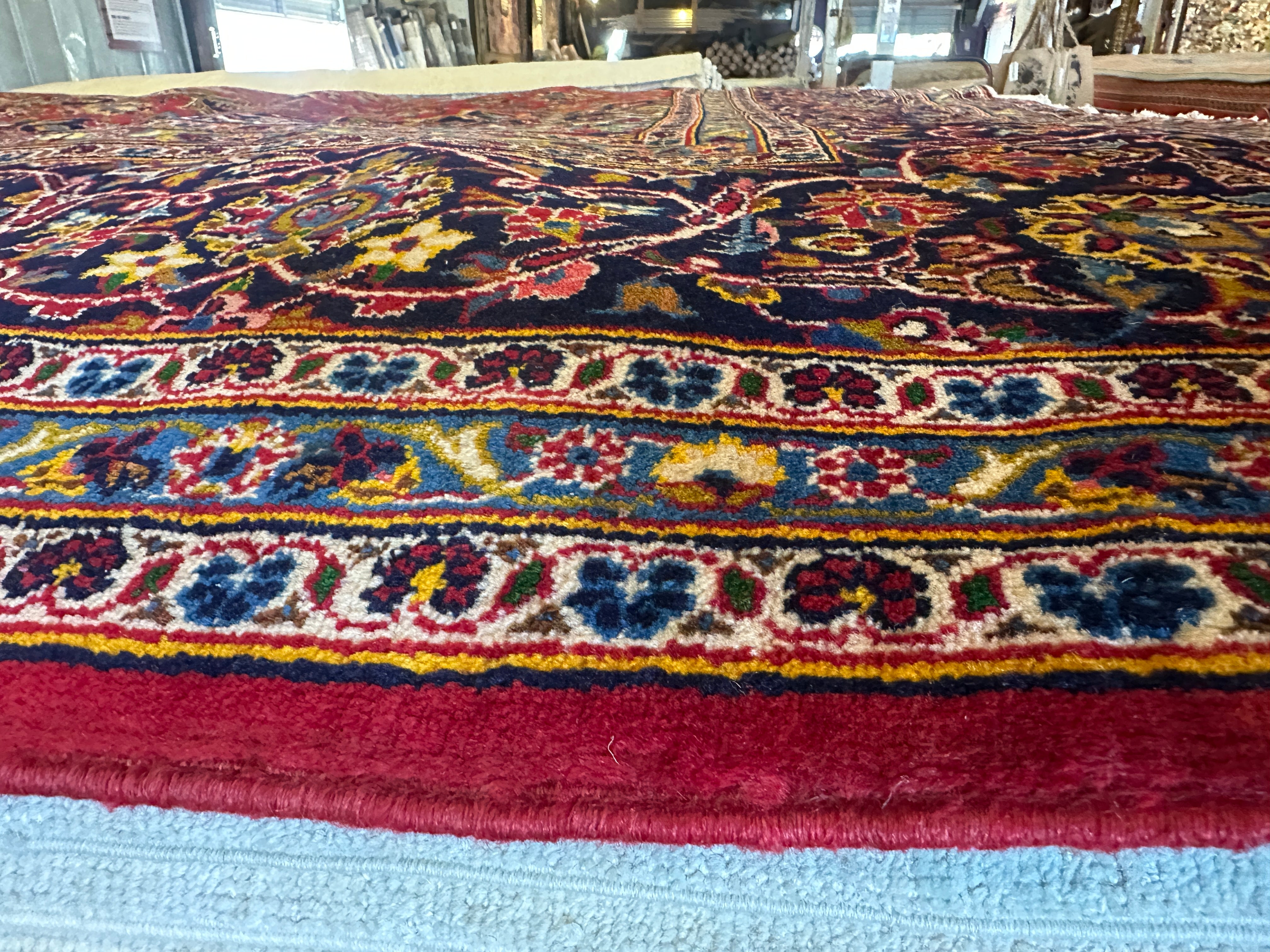 Antique Persian Kashan Red Rug 10x12.7