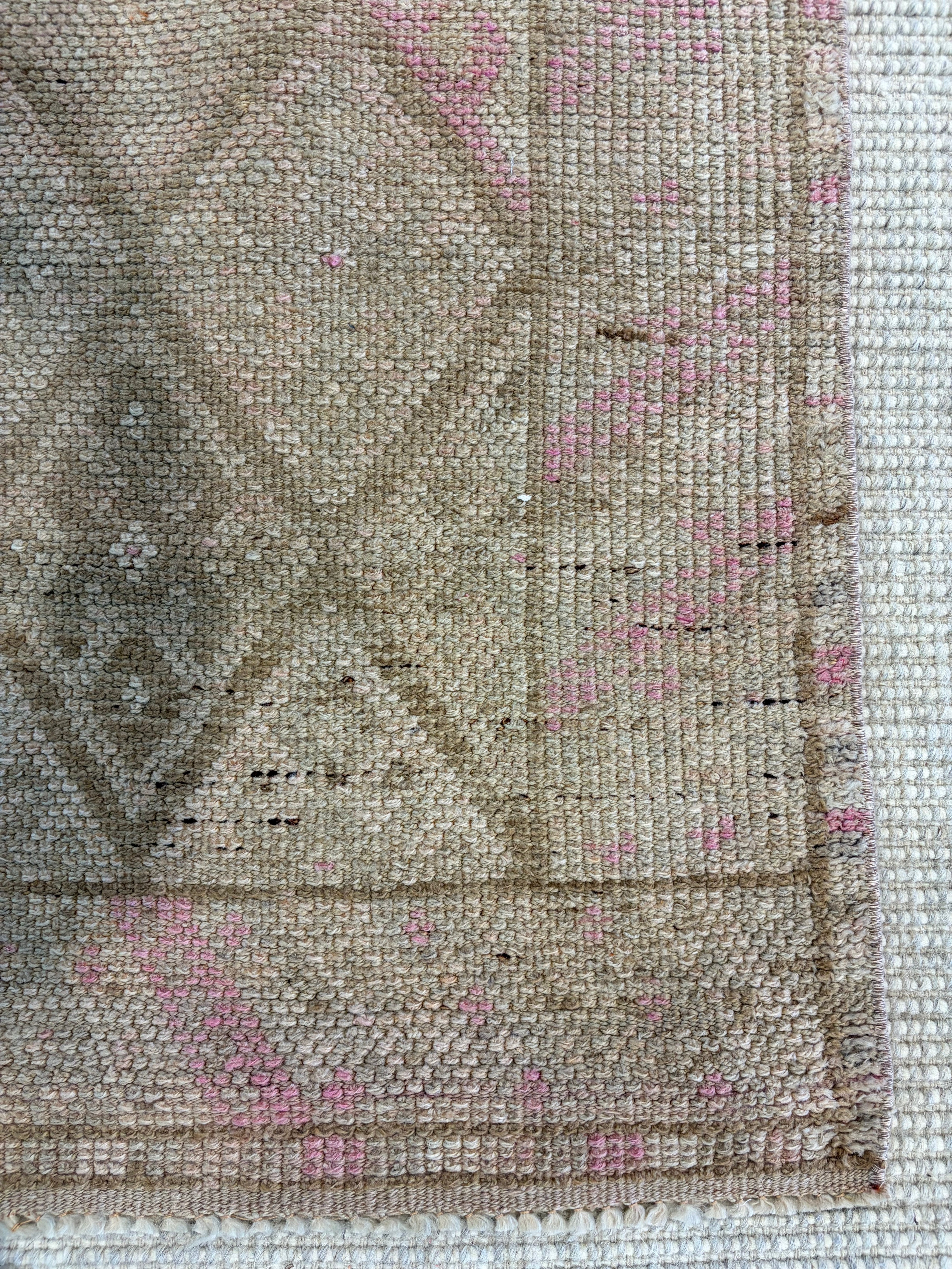 Abbie Roger 2.10x10.8 Pink Hand-Knotted Vintage Turkish Oushak Runner