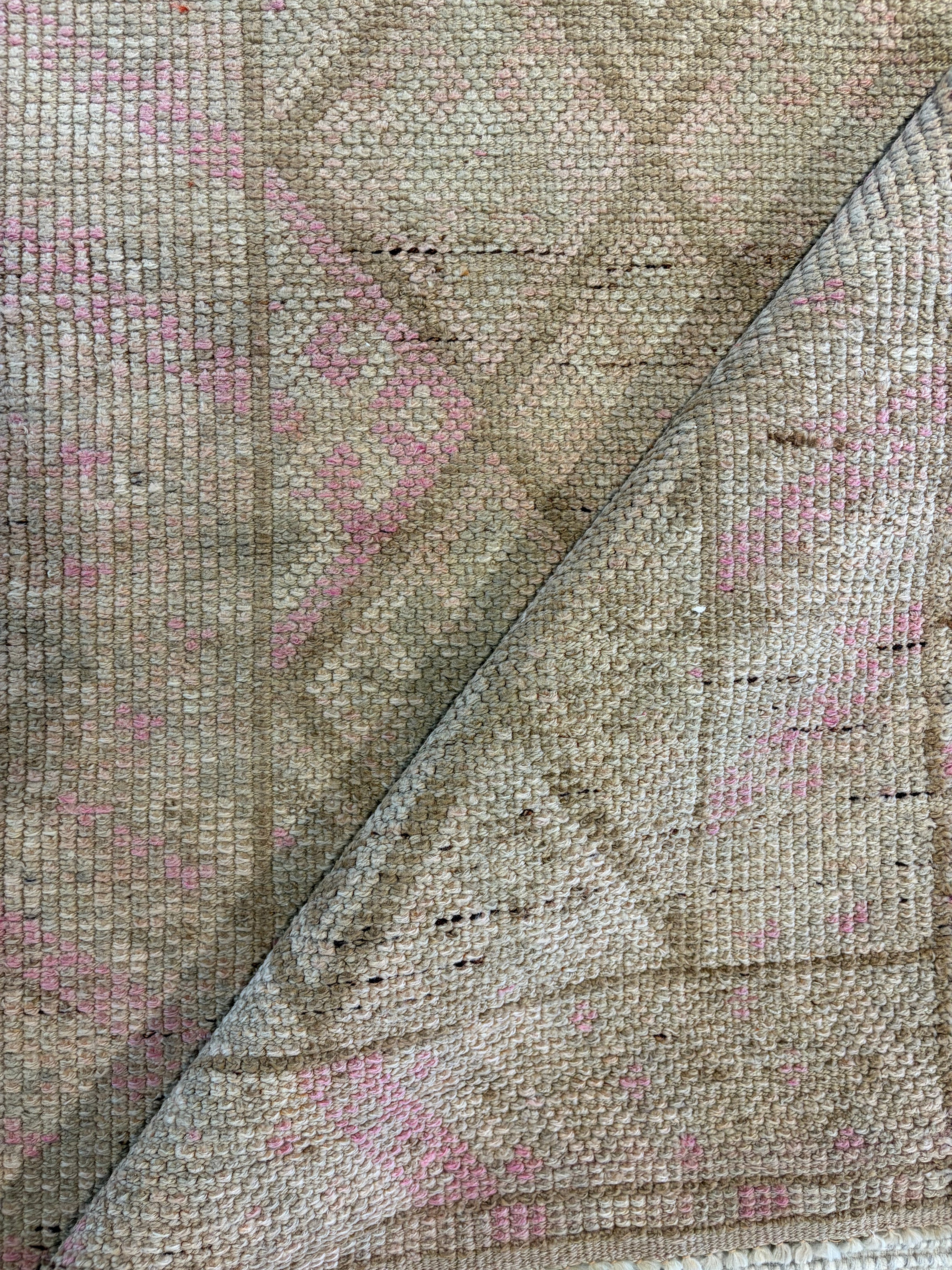 Abbie Roger 2.10x10.8 Pink Hand-Knotted Vintage Turkish Oushak Runner