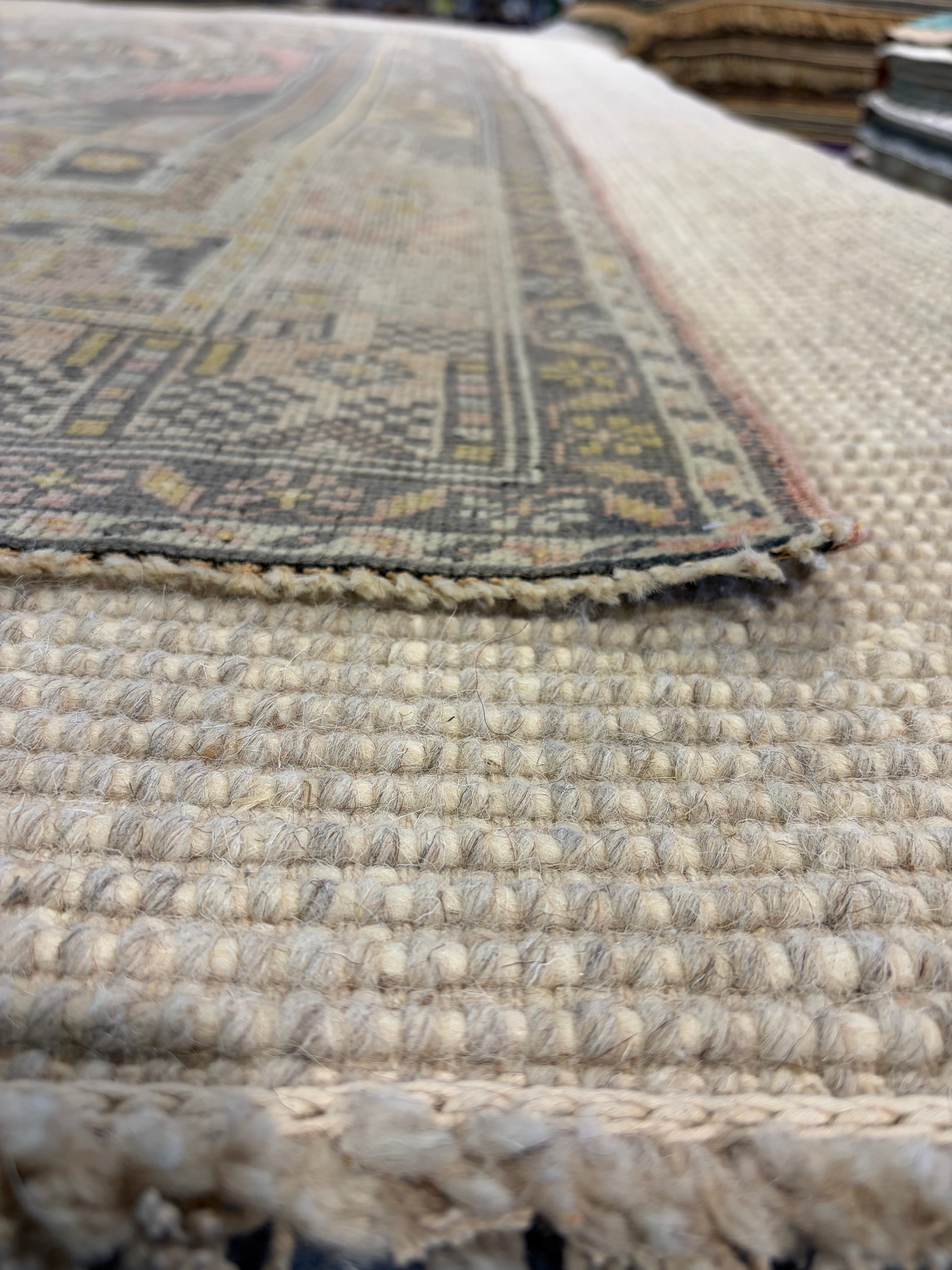 Octavia Burt 4.2x8.2 Pink Hand-Knotted Vintage Turkish Oushak