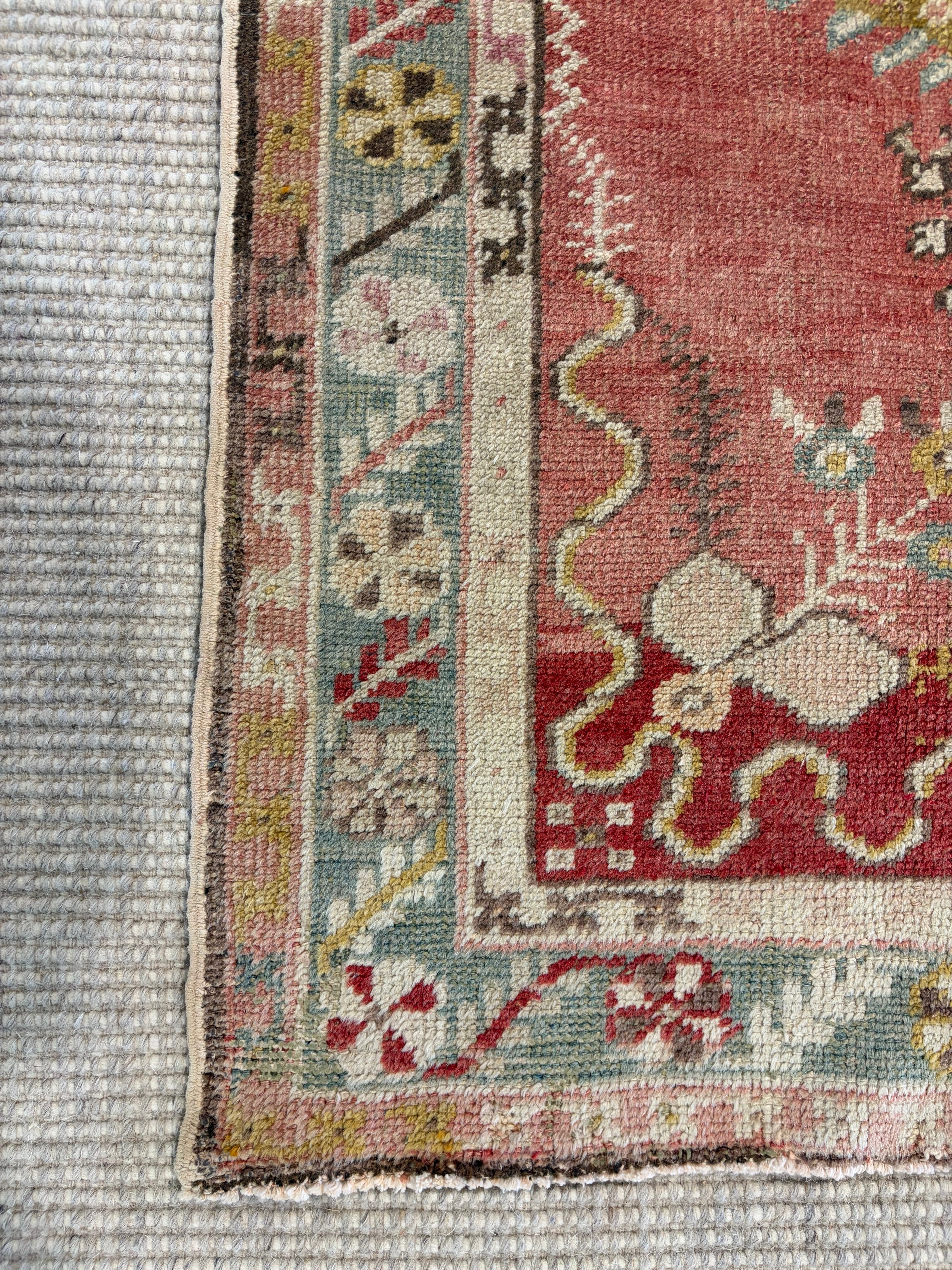 Olivia Hanks 3x6 Red Hand-Knotted Vintage Turkish Oushak