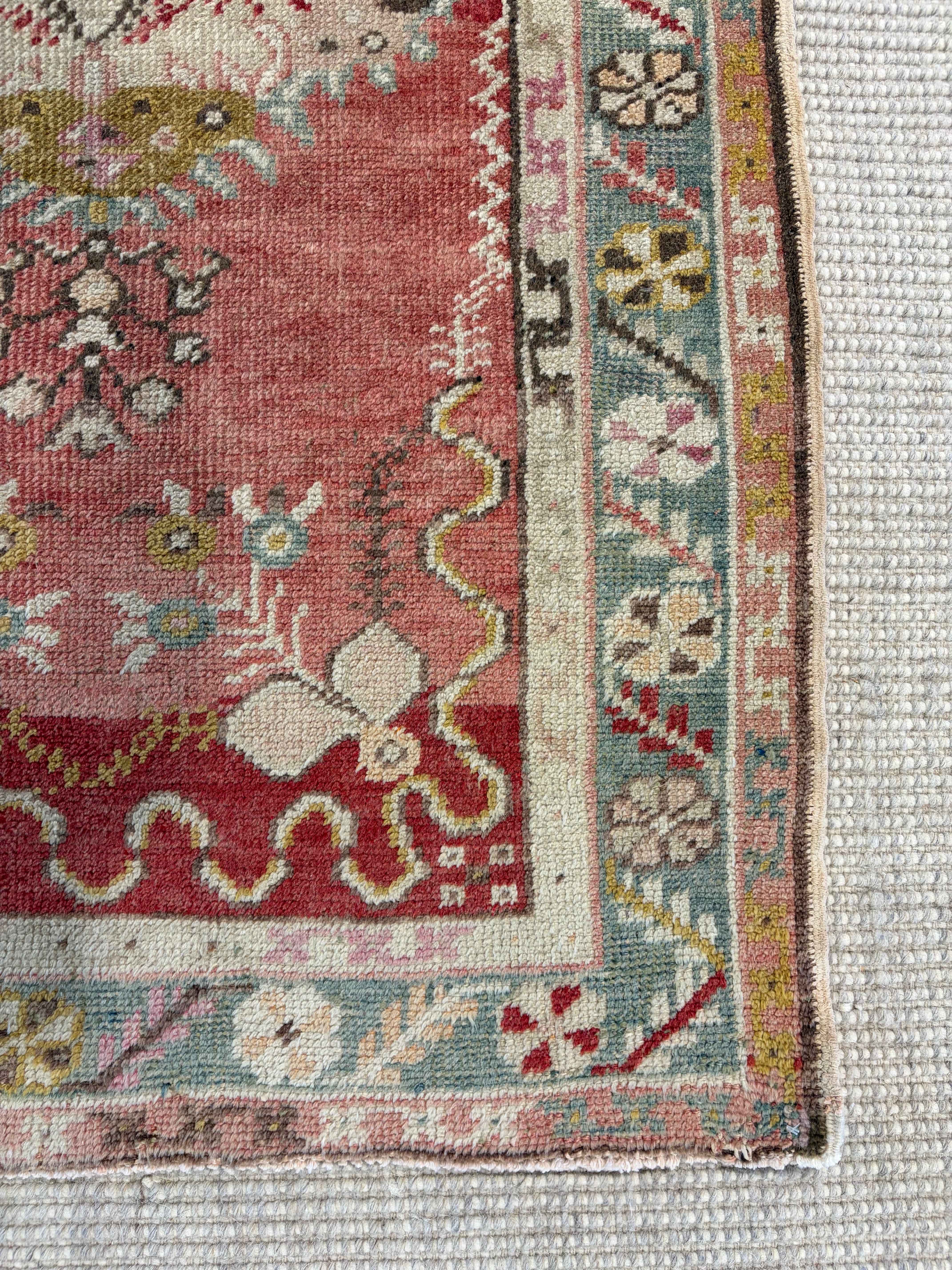 Olivia Hanks 3x6 Red Hand-Knotted Vintage Turkish Oushak