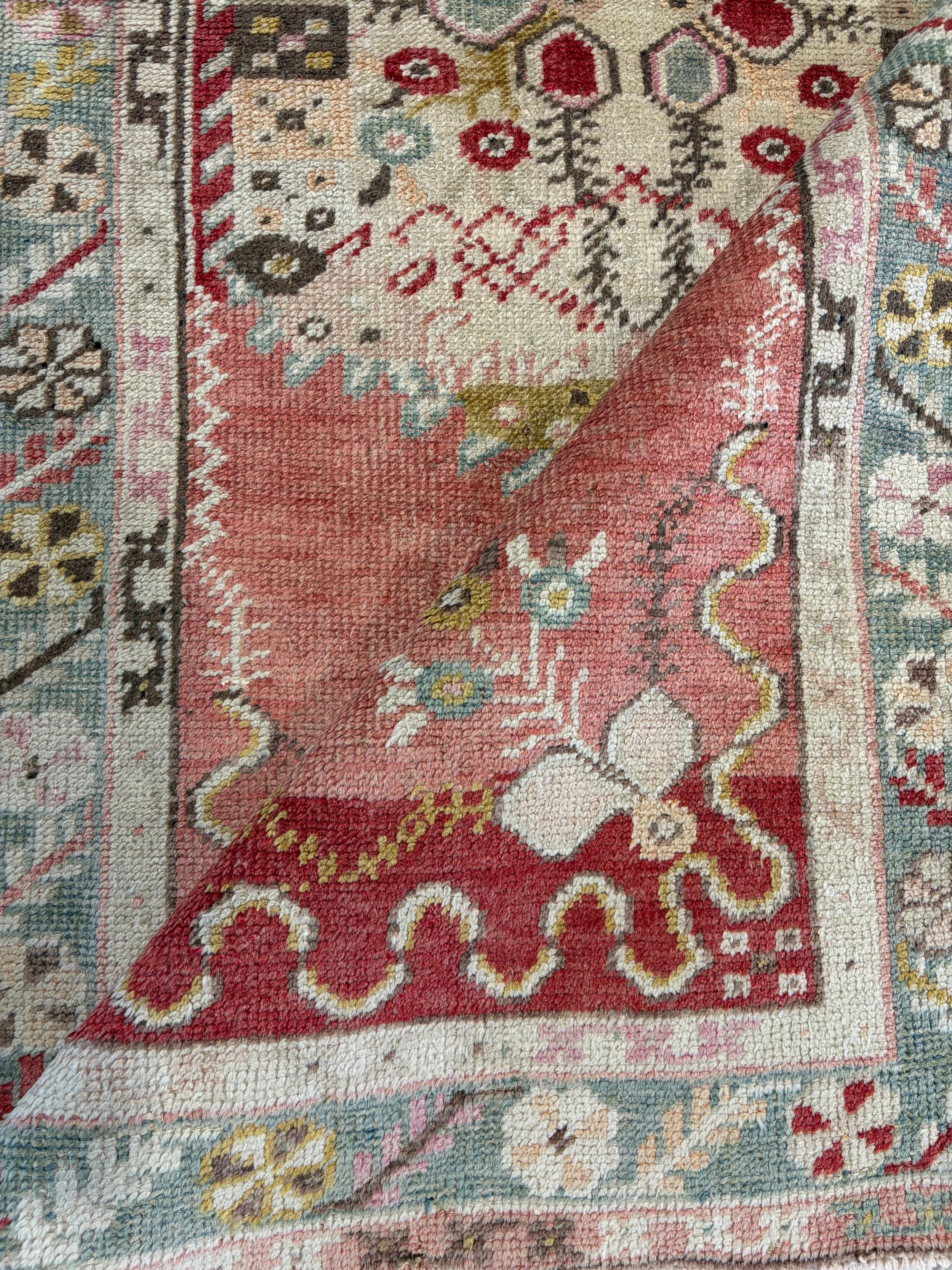 Olivia Hanks 3x6 Red Hand-Knotted Vintage Turkish Oushak