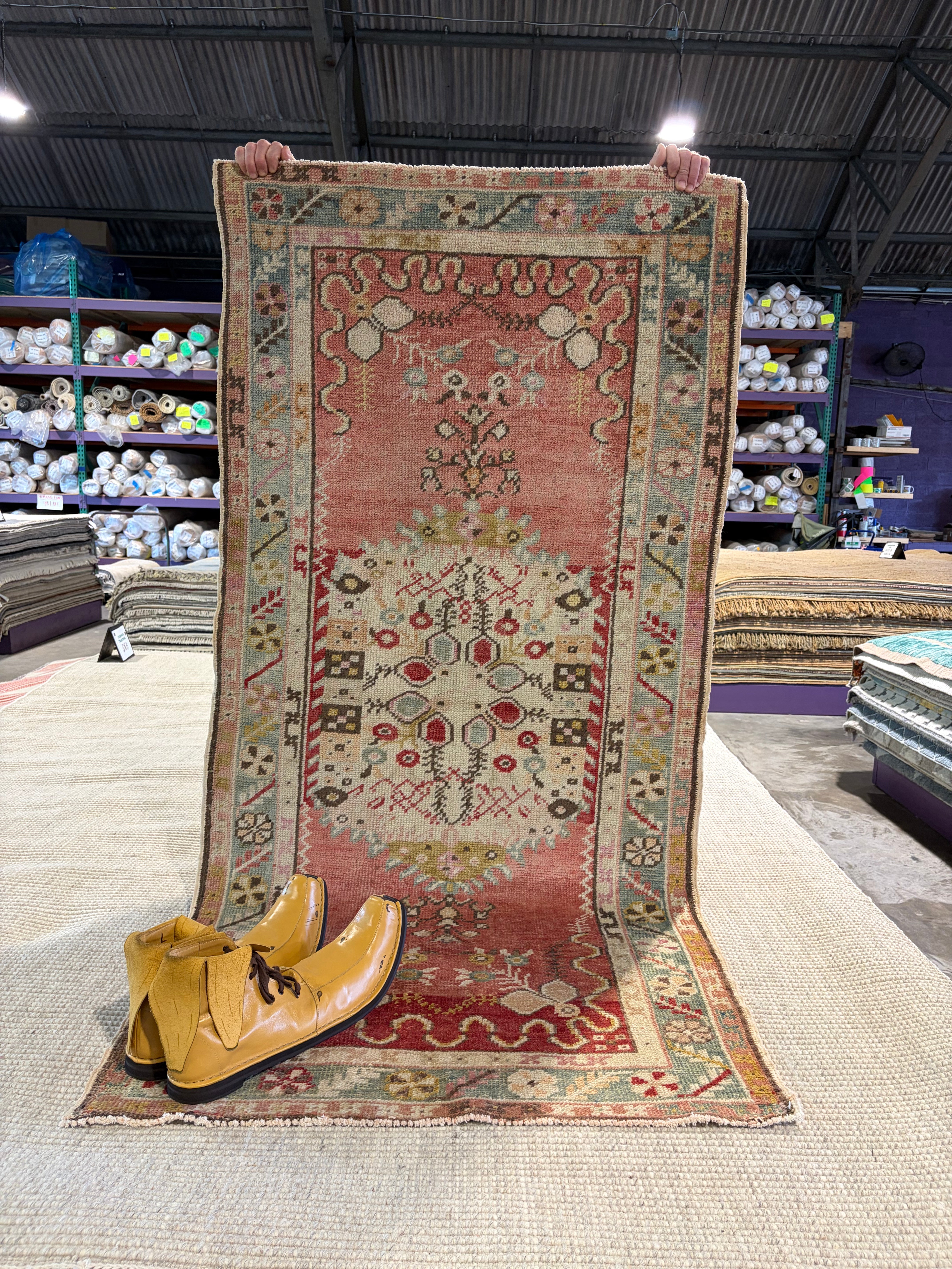 Olivia Hanks 3x6 Red Hand-Knotted Vintage Turkish Oushak