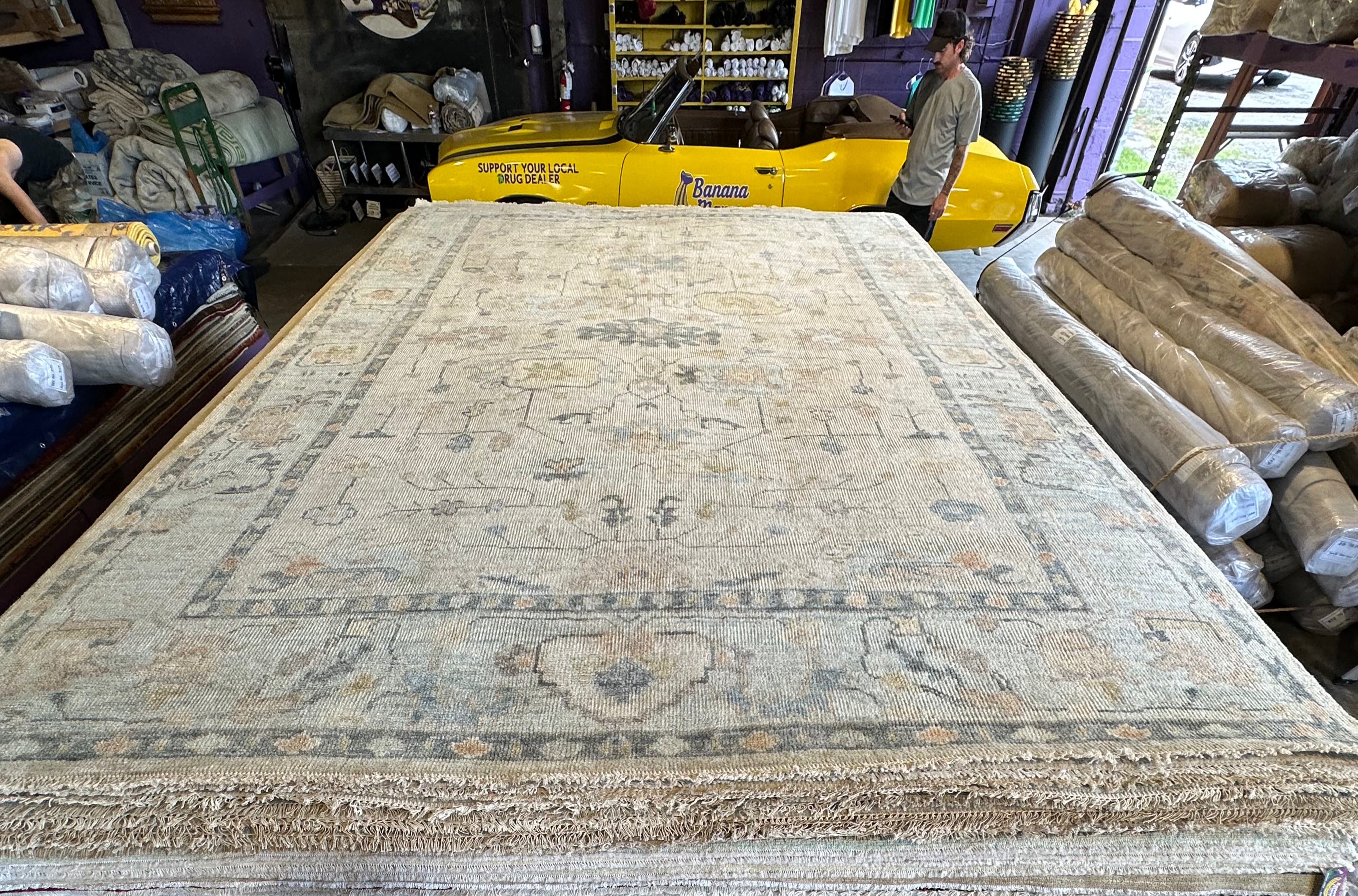 Margo Millet 9.9x14 Grey Hand-Knotted Oushak Rug