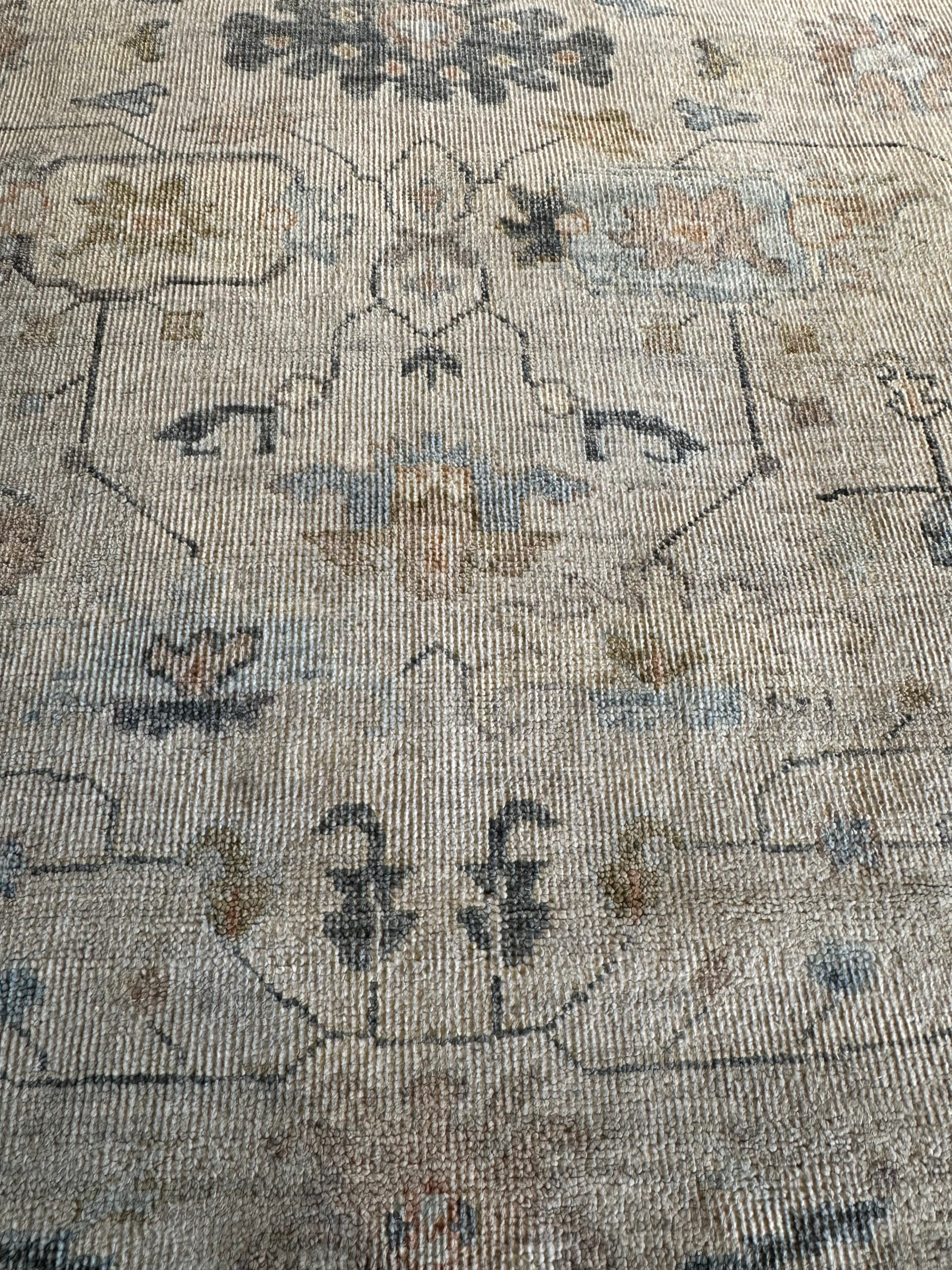 Margo Millet 9.9x14 Grey Hand-Knotted Oushak Rug