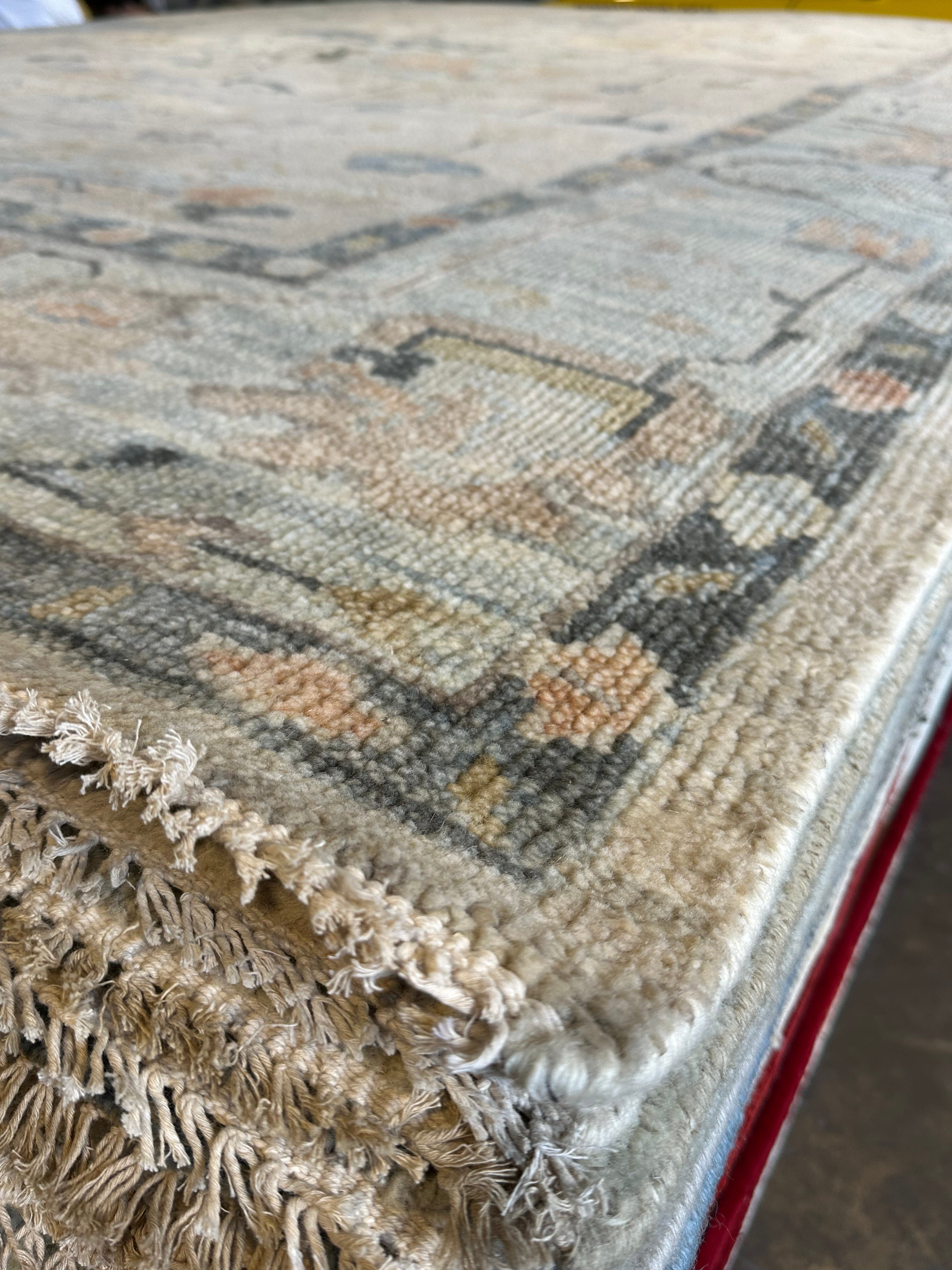 Margo Millet 9.9x14 Grey Hand-Knotted Oushak Rug