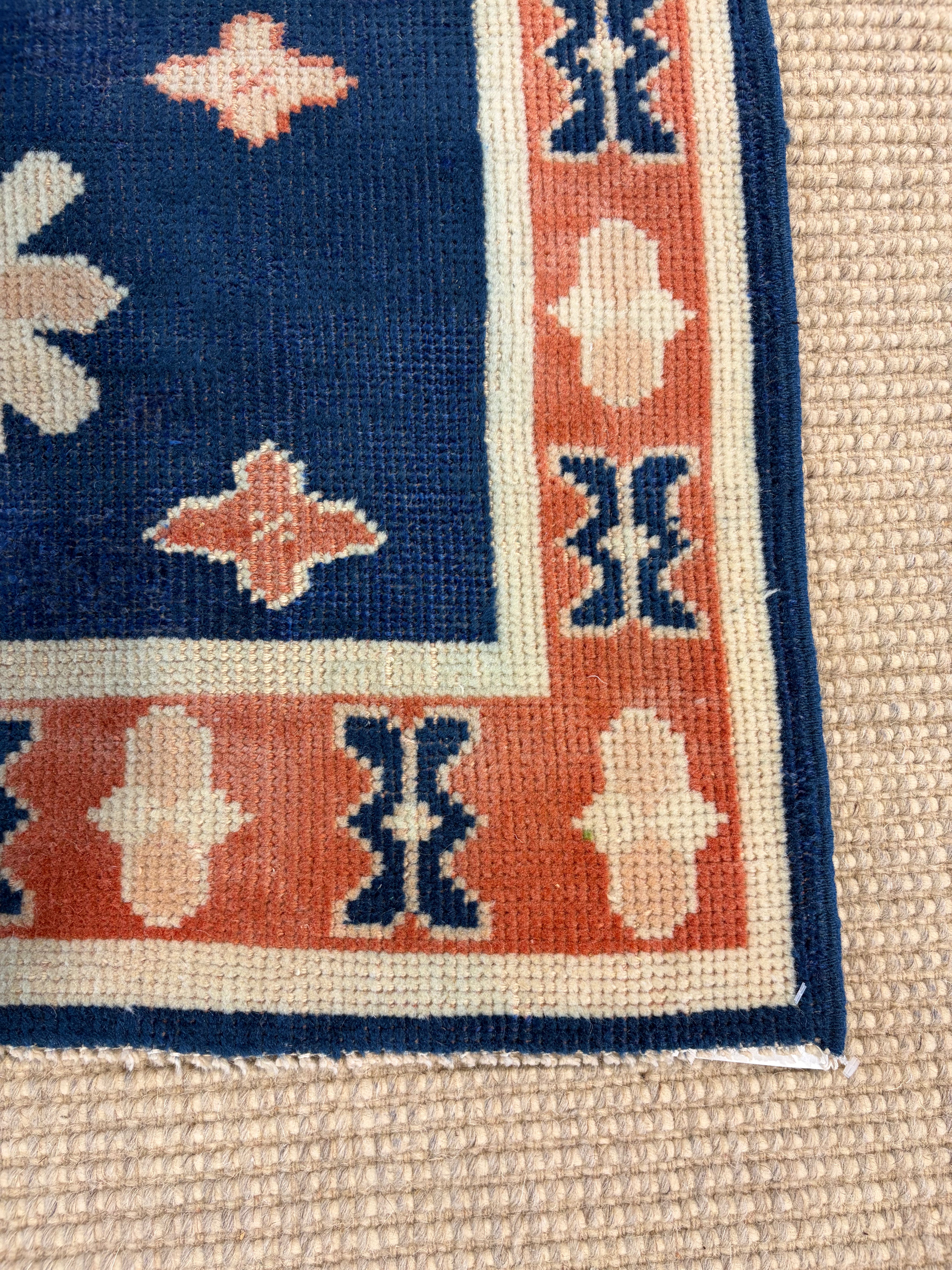 Becky Billard 2.7x4 Blue Hand-Knotted Vintage Turkish Oushak