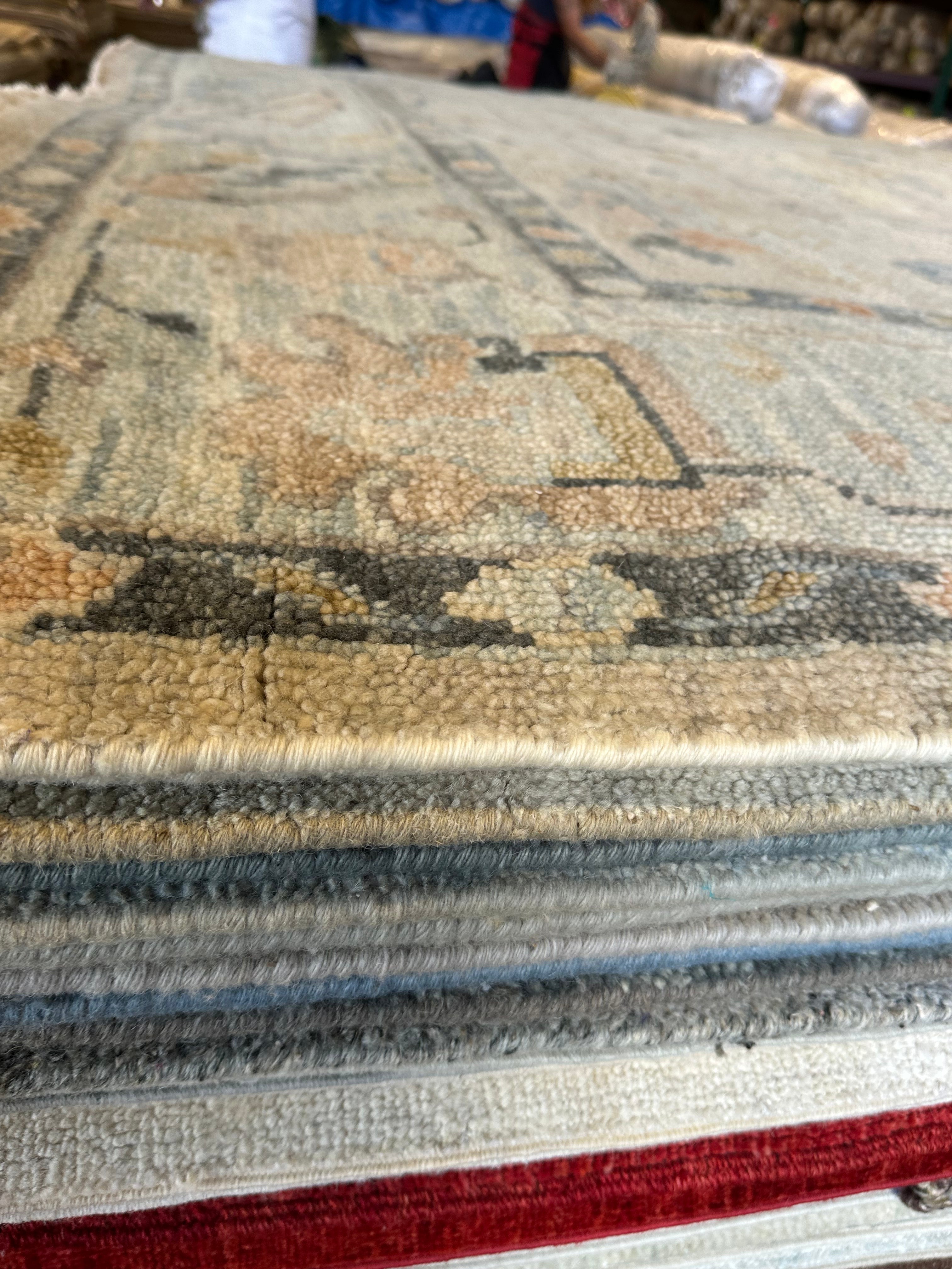 Margo Millet 9.9x14 Grey Hand-Knotted Oushak Rug