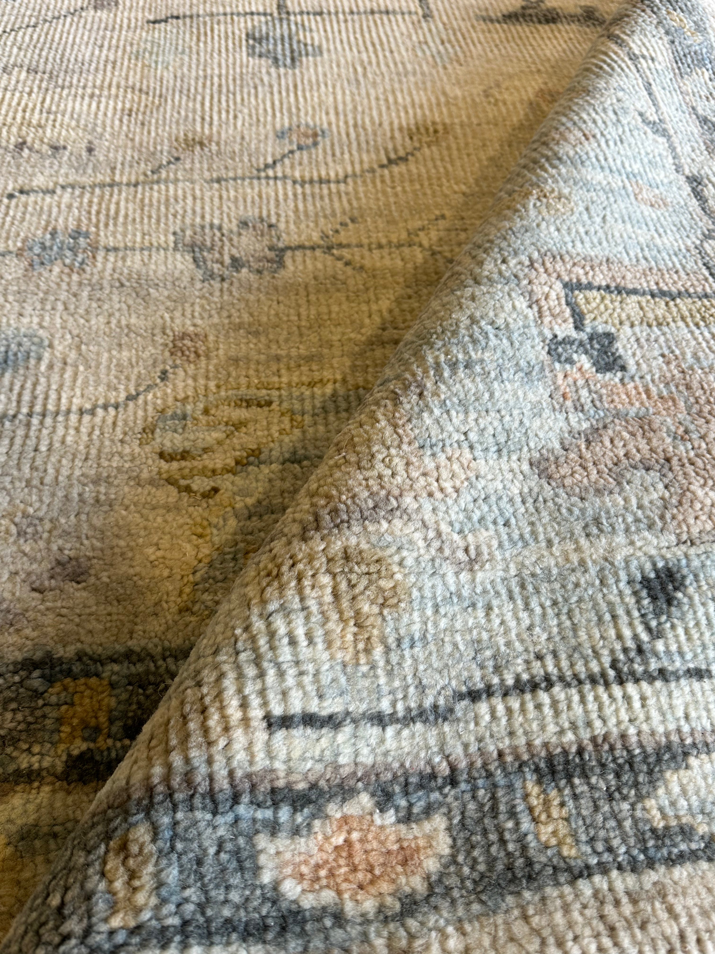 Margo Millet 9.9x14 Grey Hand-Knotted Oushak Rug