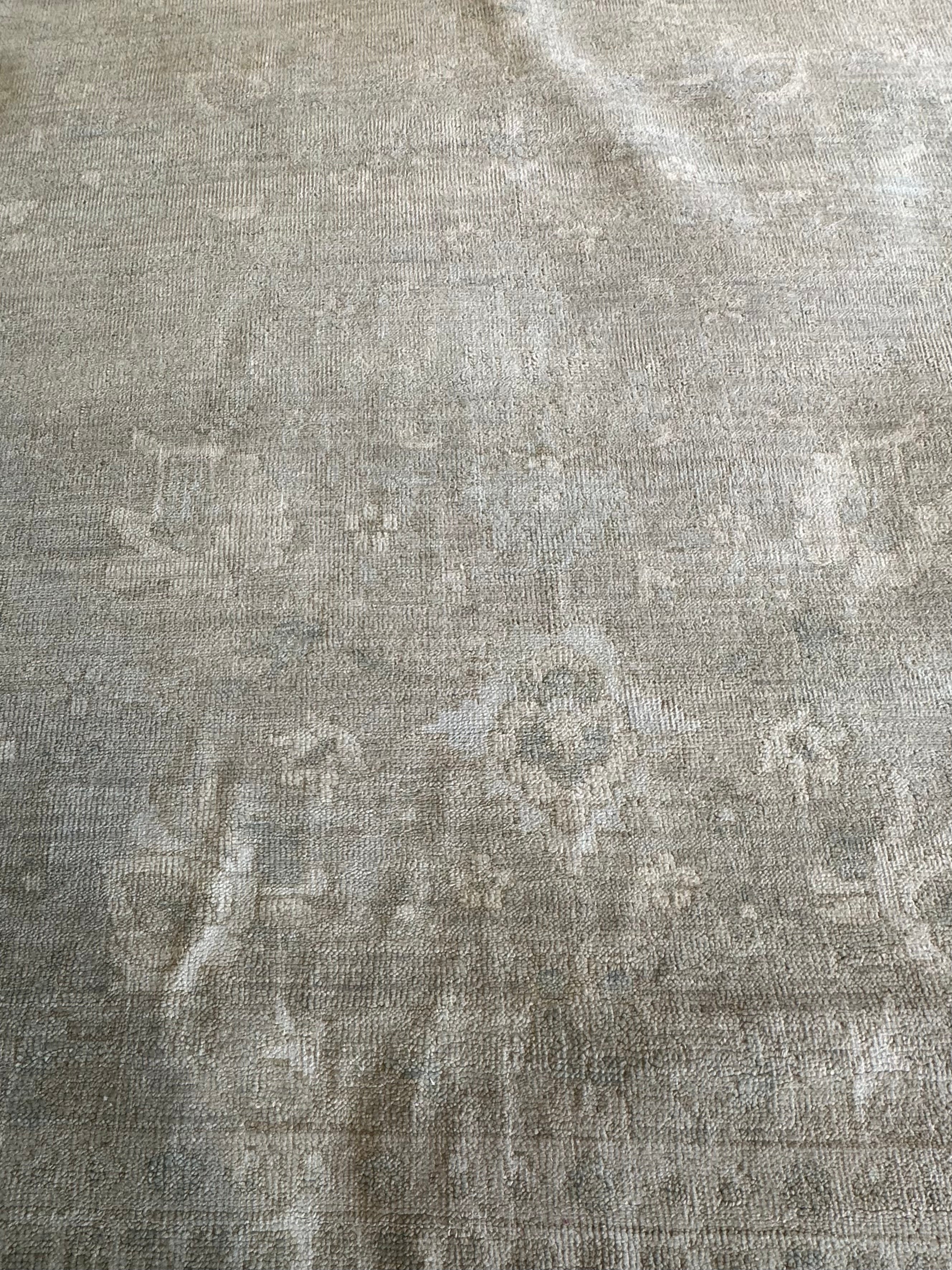 Elizabeth Gable 10x14 Grey Hand-Knotted Oushak Rug