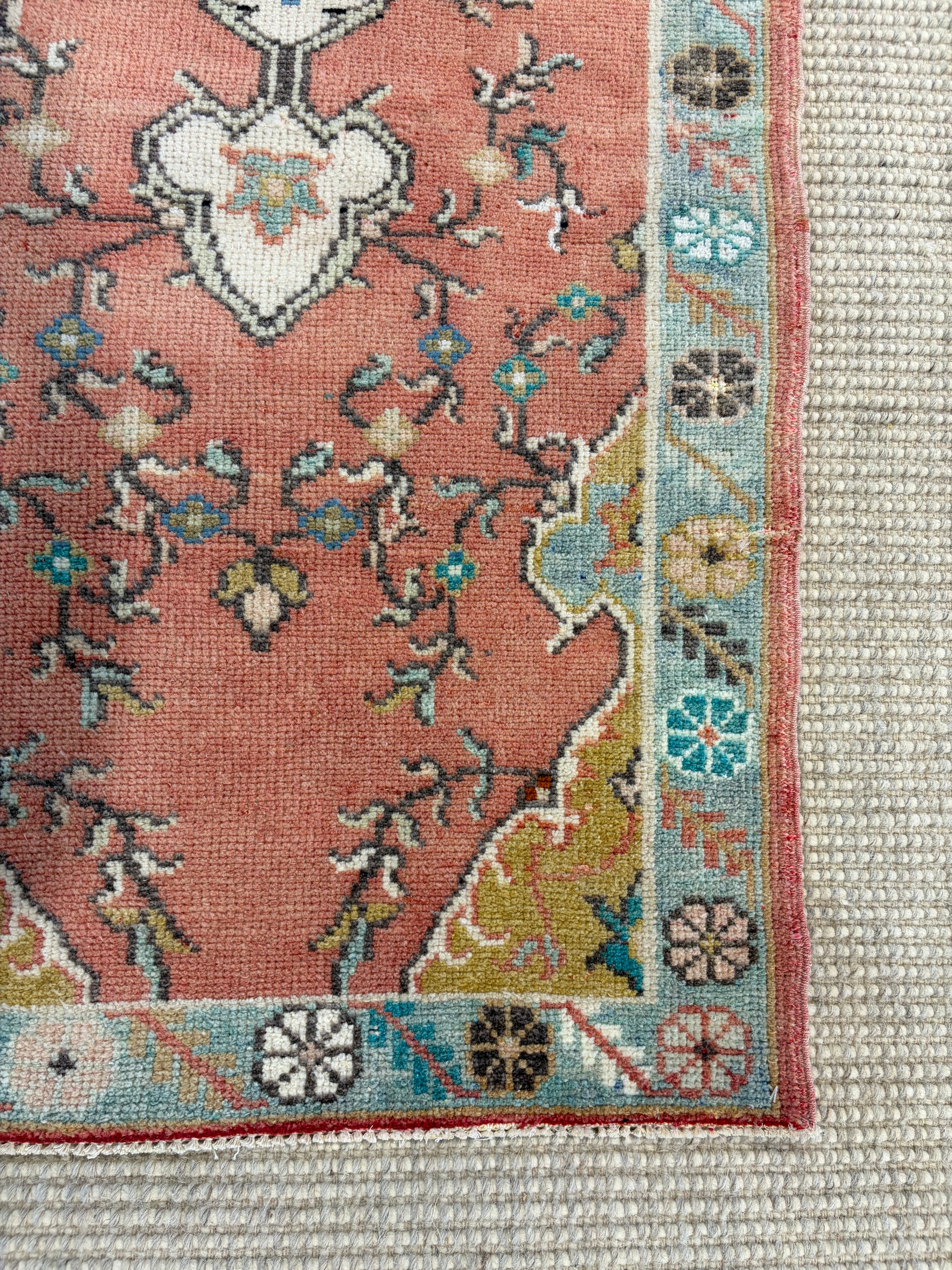 Veronica Karma 2.4x5.8 Pink Hand-Knotted Vintage Turkish Oushak