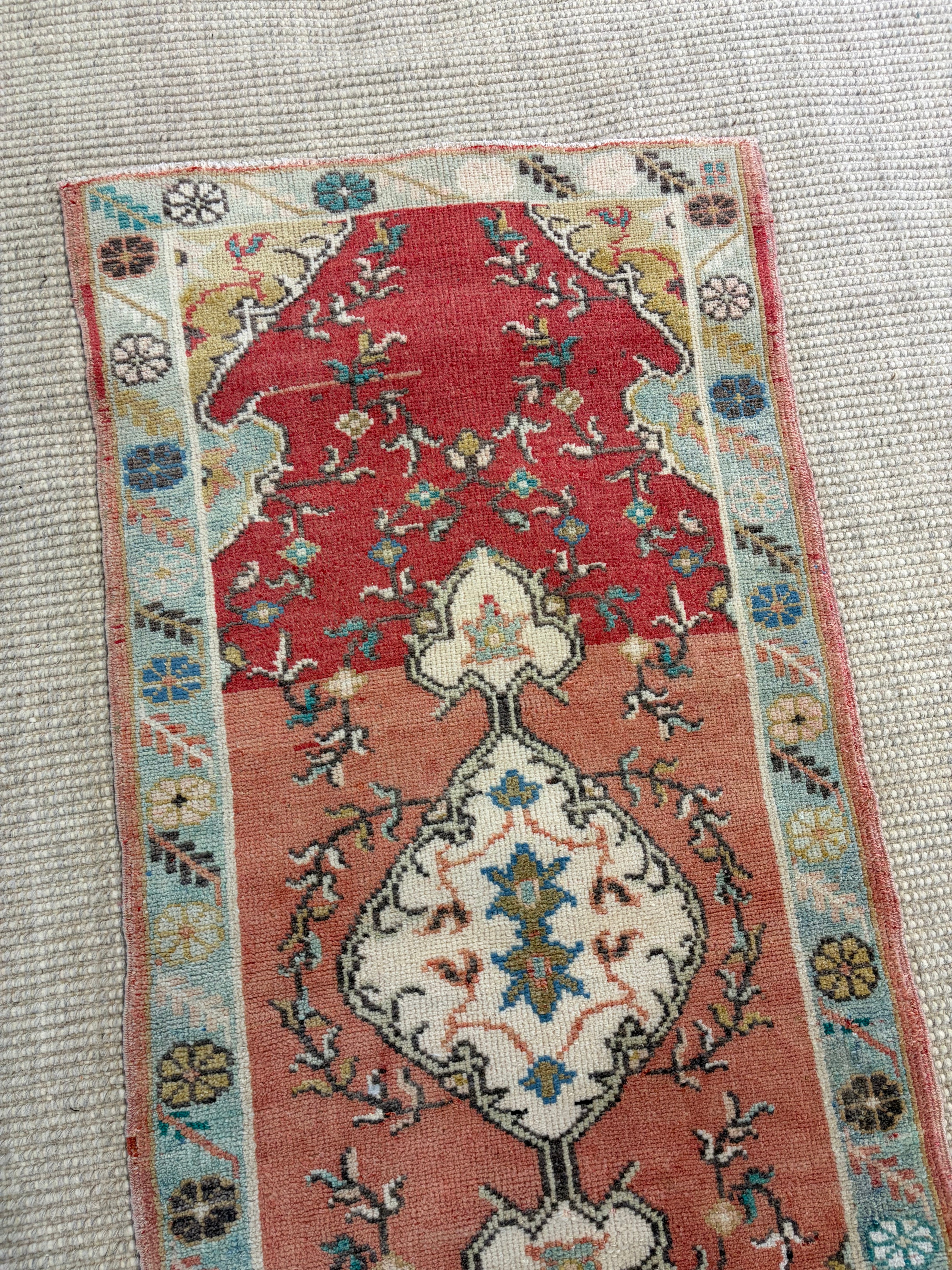 Veronica Karma 2.4x5.8 Pink Hand-Knotted Vintage Turkish Oushak