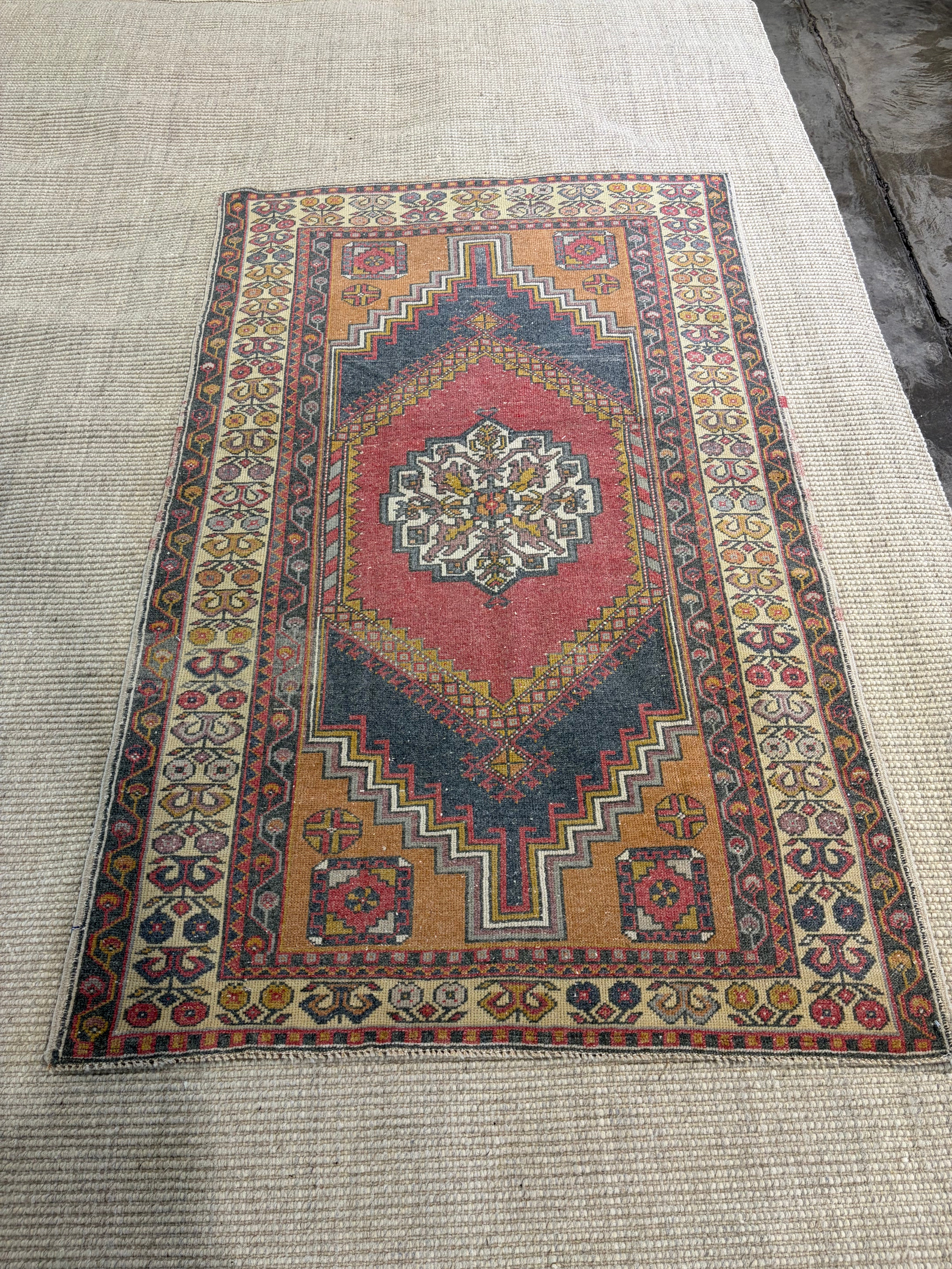 Robin Roe 3.11x6.3 Red Hand-Knotted Vintage Turkish Oushak