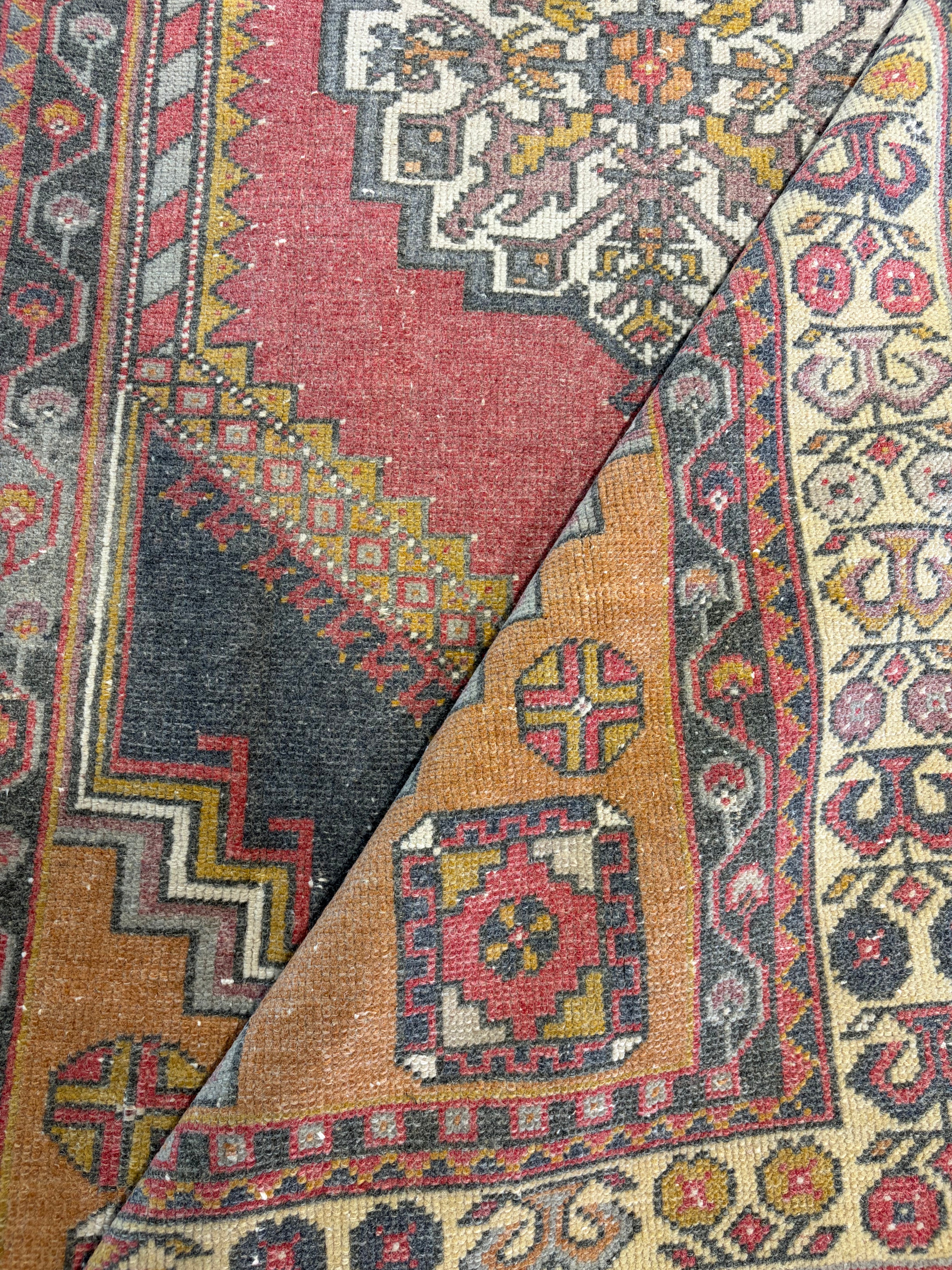 Robin Roe 3.11x6.3 Red Hand-Knotted Vintage Turkish Oushak