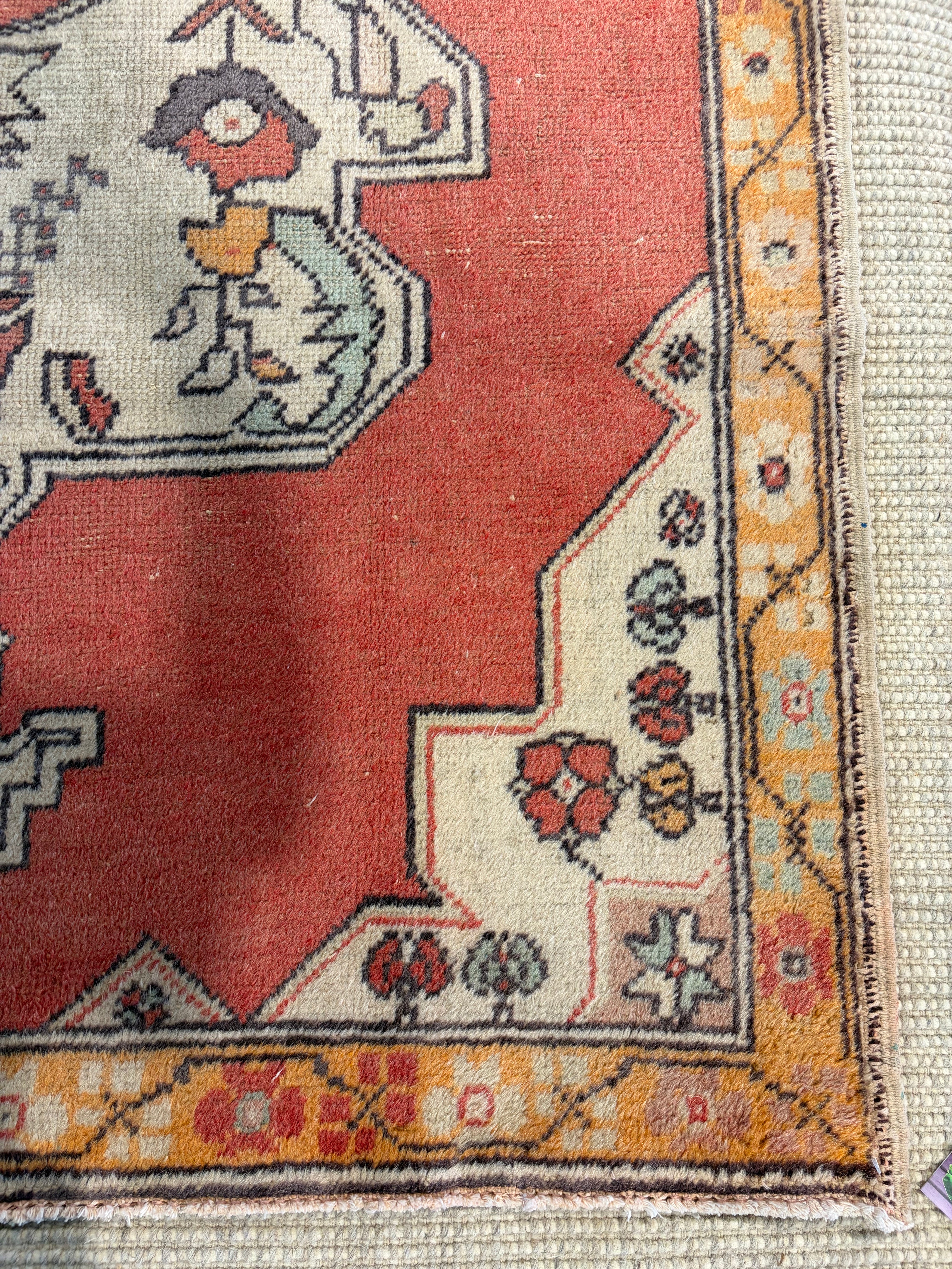 Rachel Starr 4.5x7.11 Red Hand-Knotted Vintage Turkish Oushak