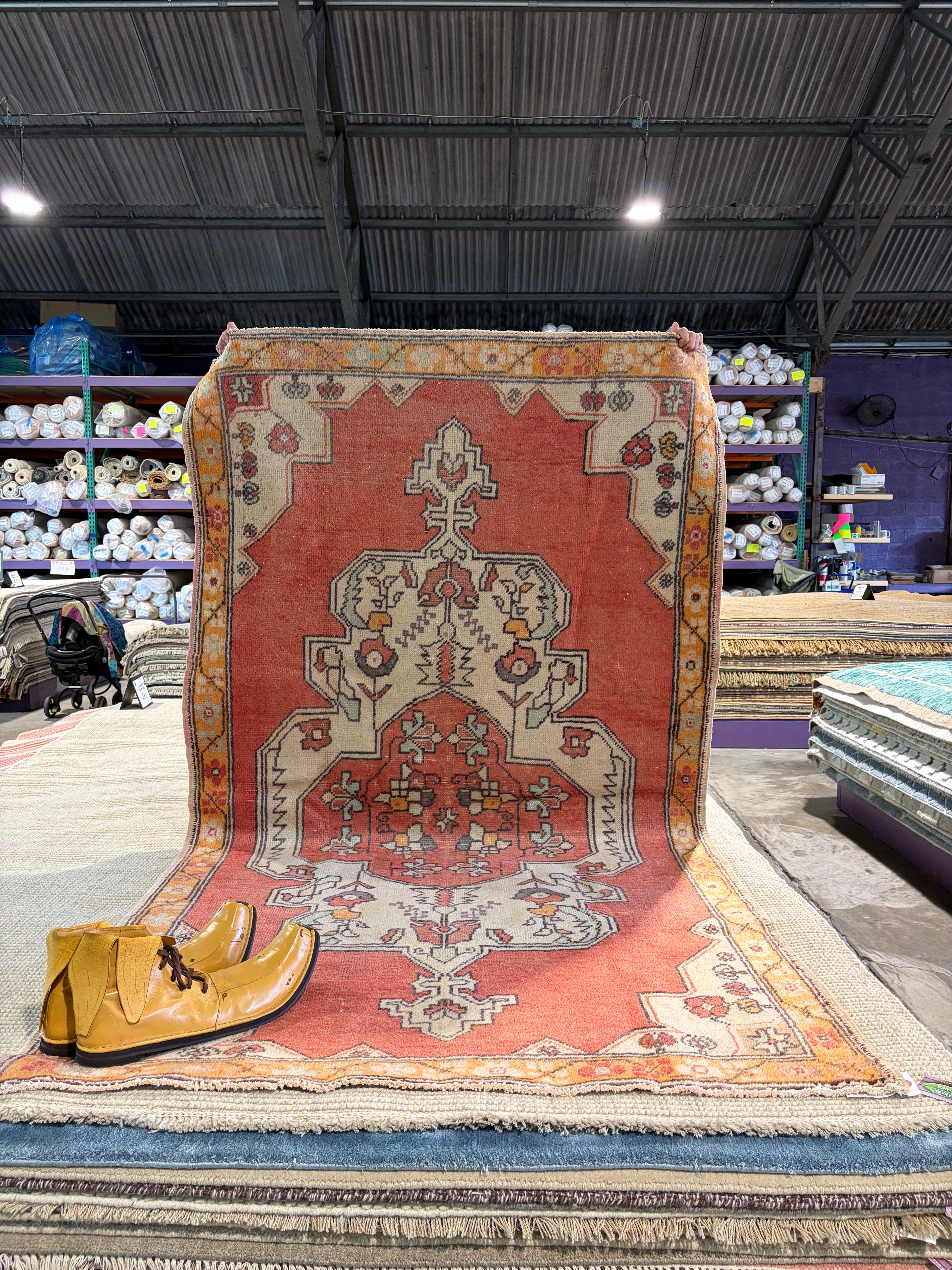 Rachel Starr 4.5x7.11 Red Hand-Knotted Vintage Turkish Oushak