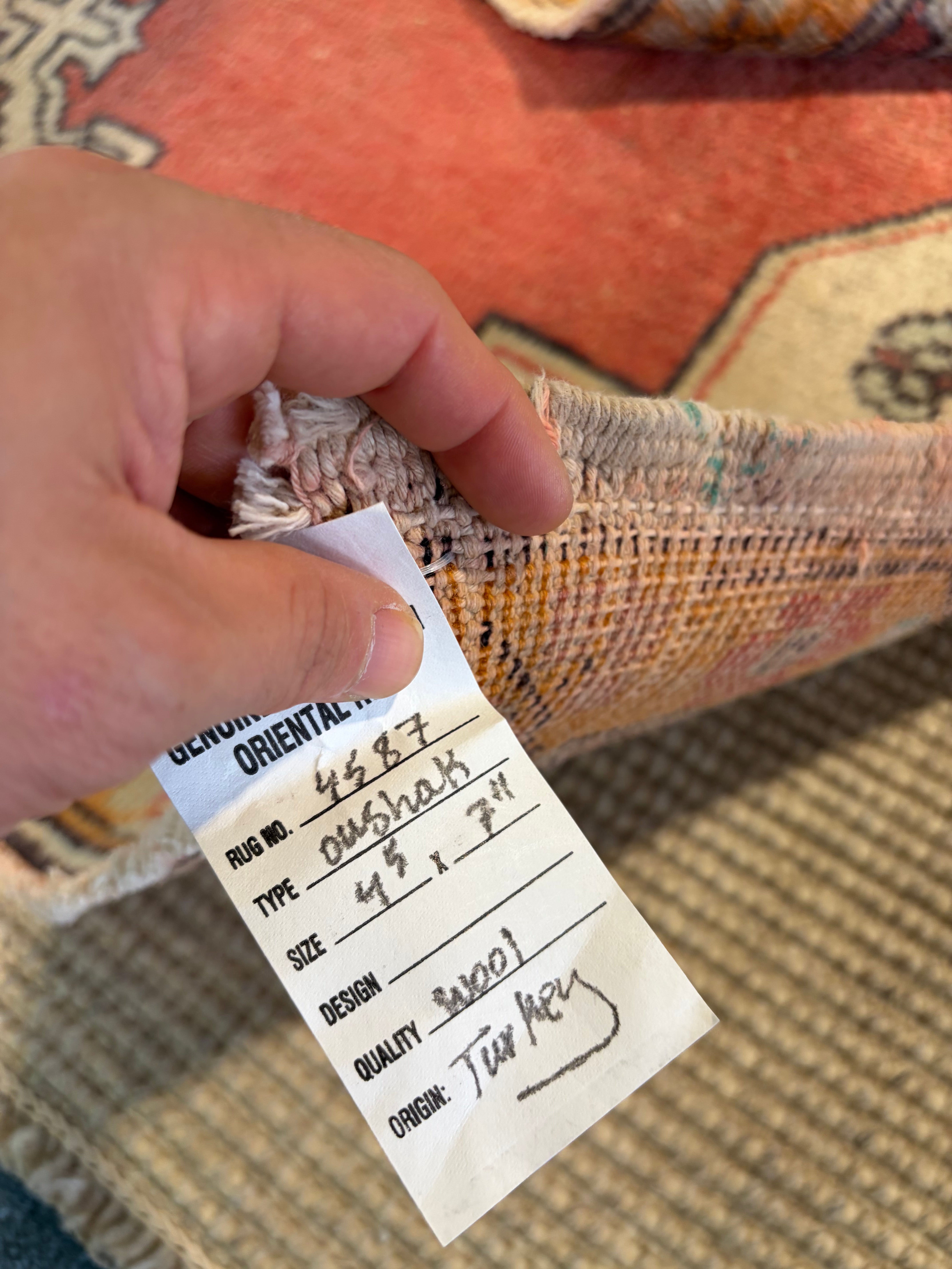 Rachel Starr 4.5x7.11 Red Hand-Knotted Vintage Turkish Oushak