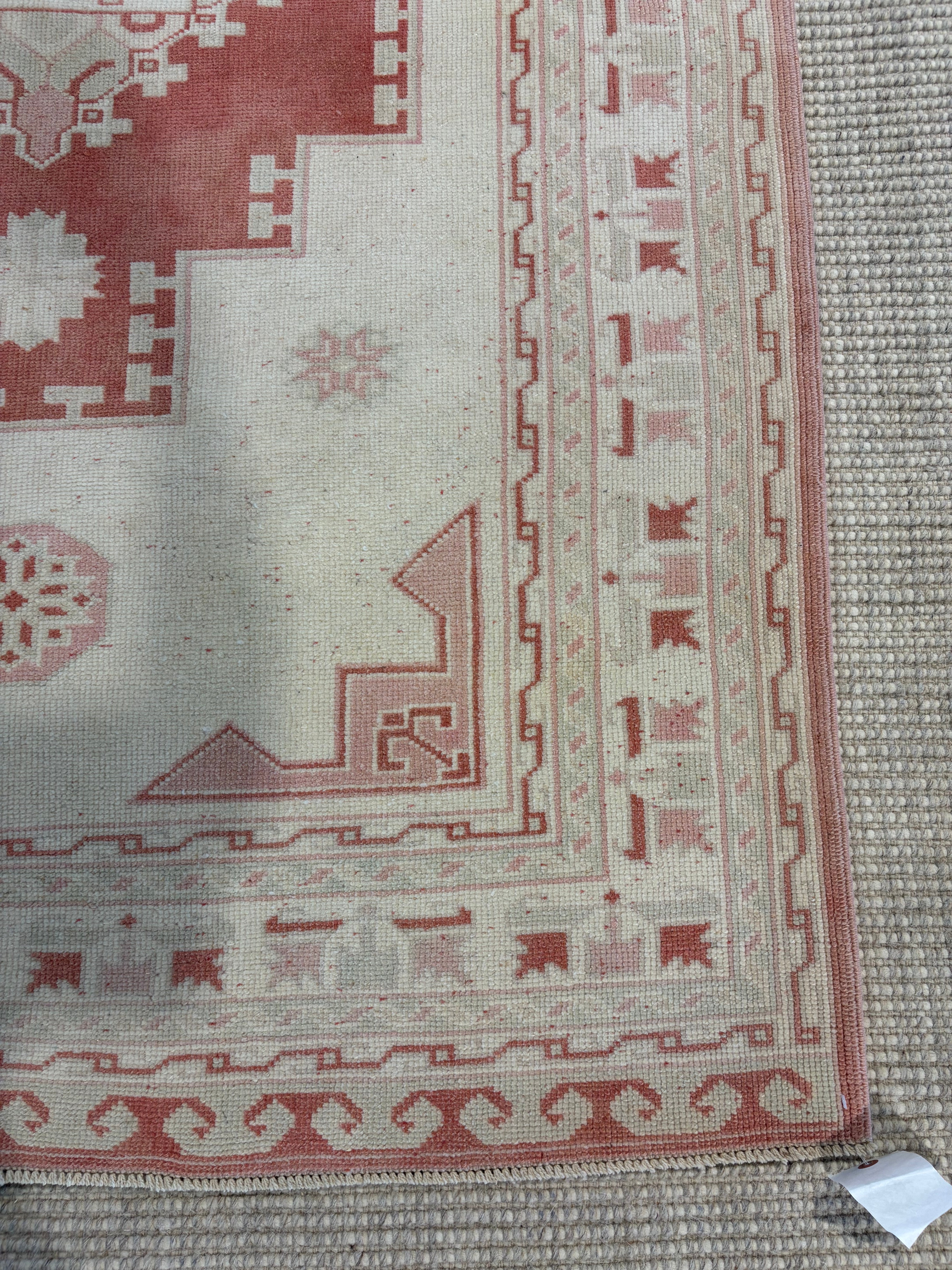 Rosa Milan 4x6 Red Hand-Knotted Vintage Turkish Oushak