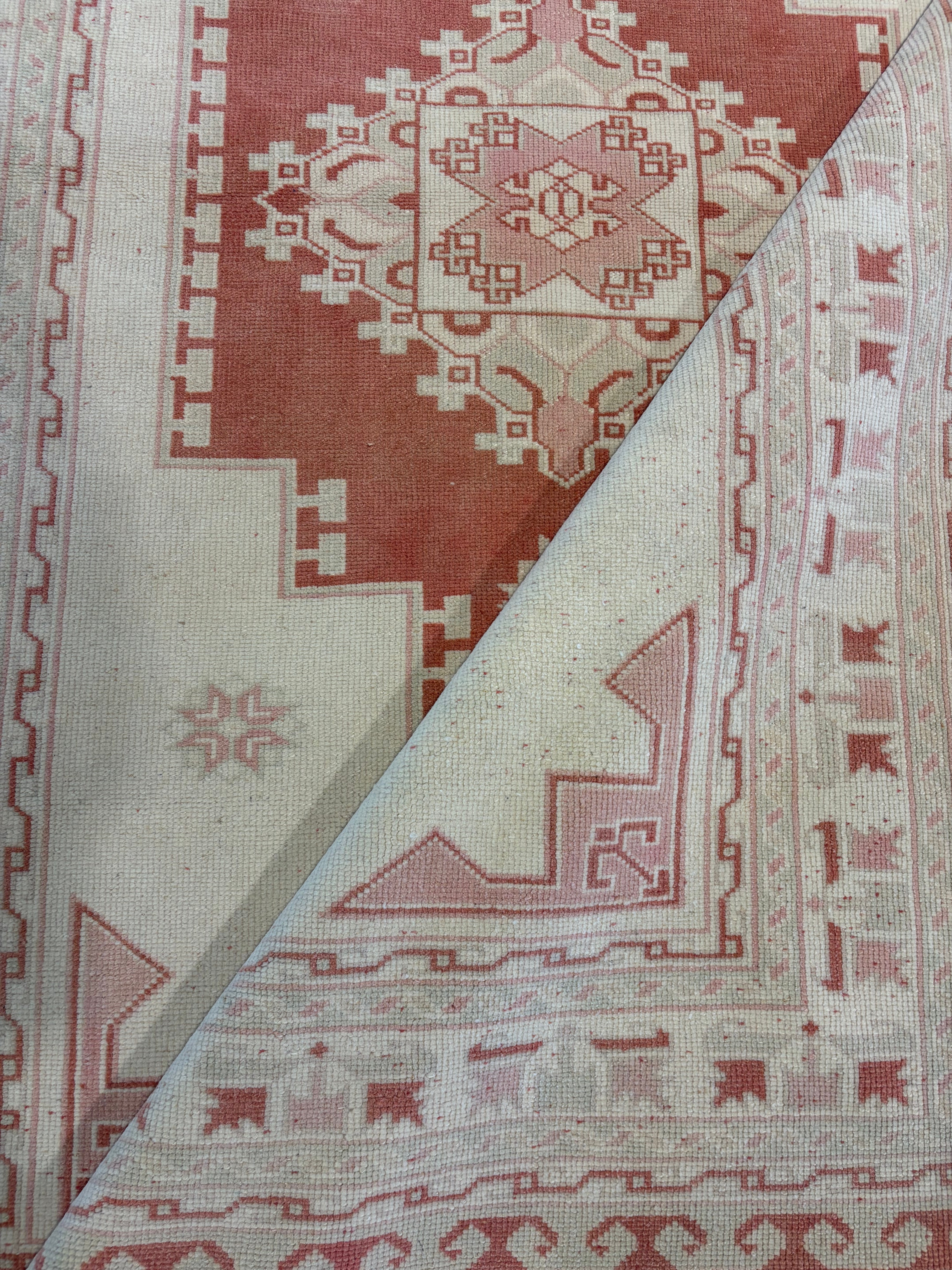 Rosa Milan 4x6 Red Hand-Knotted Vintage Turkish Oushak