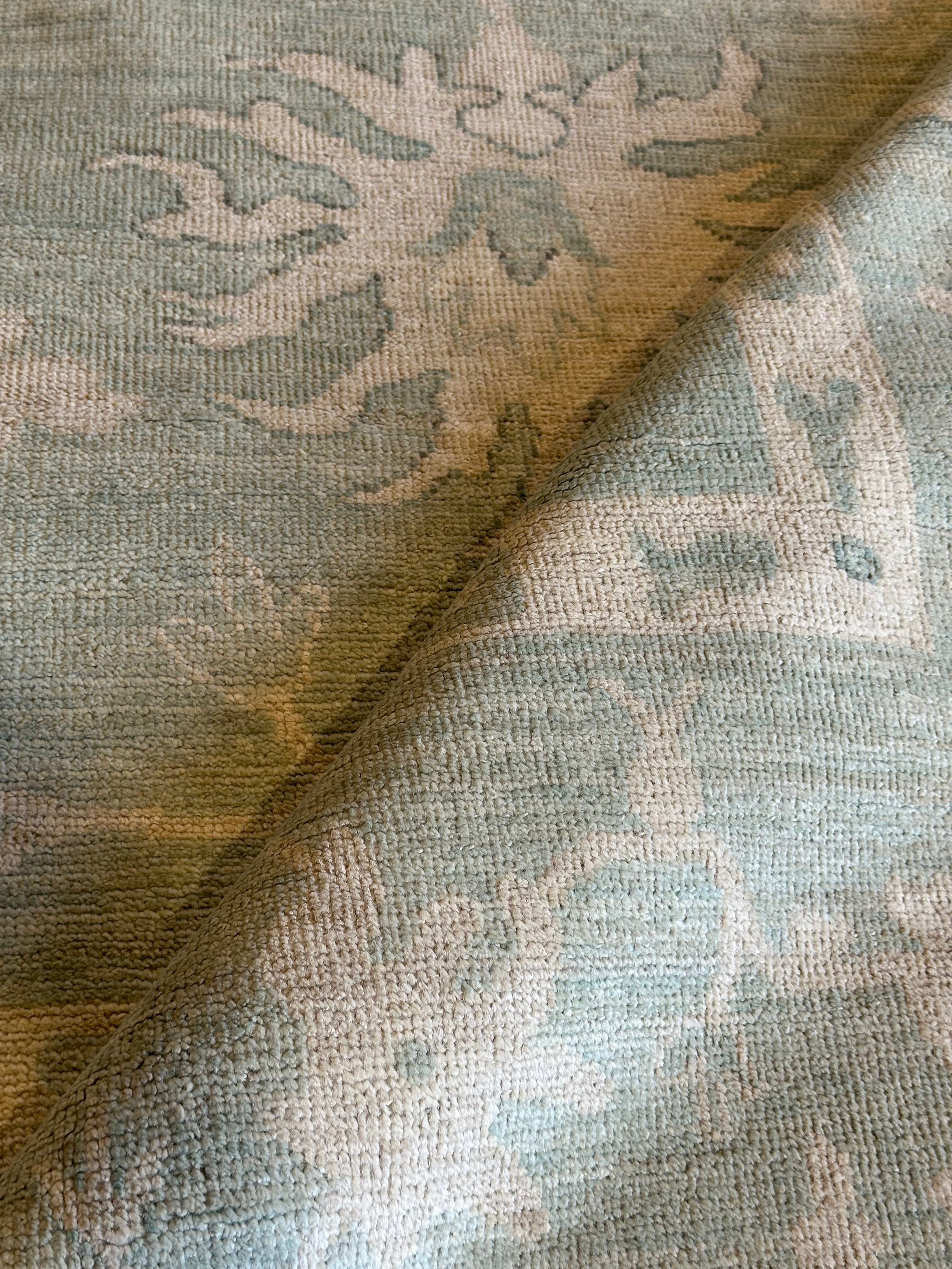 Claudette 9.5x13.2 Green Hand-Knotted Oushak Rug