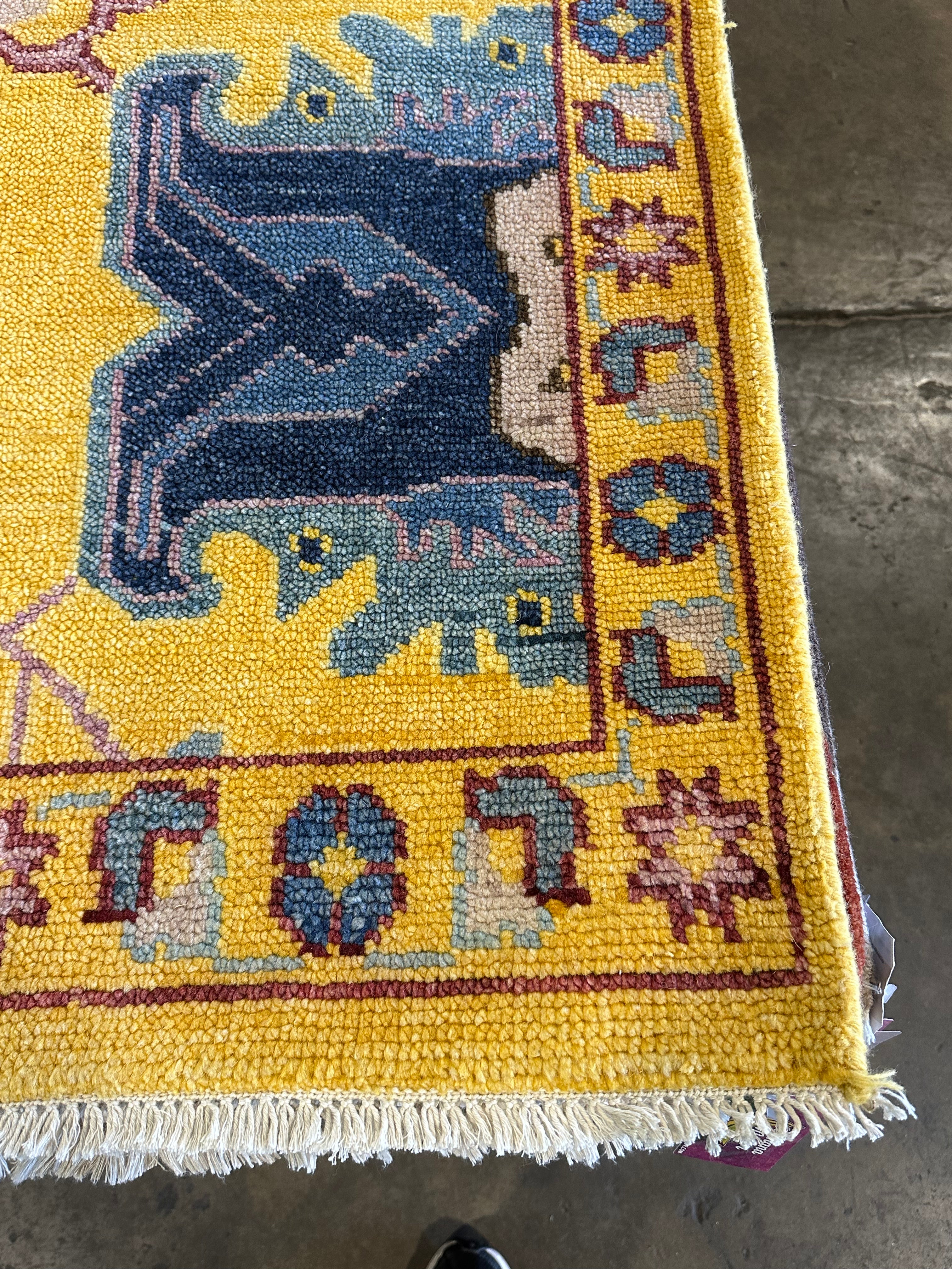 Sophia Rose Wilson 9x12.3 Yellow Hand-Knotted Oushak